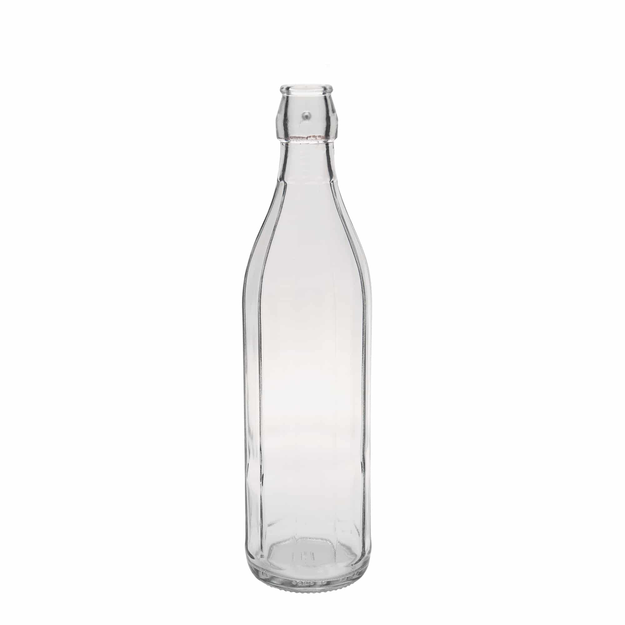 750 ml butelka szklana 'Bravo', dziesięciokątna, wylot: zamknięcie na klamrę