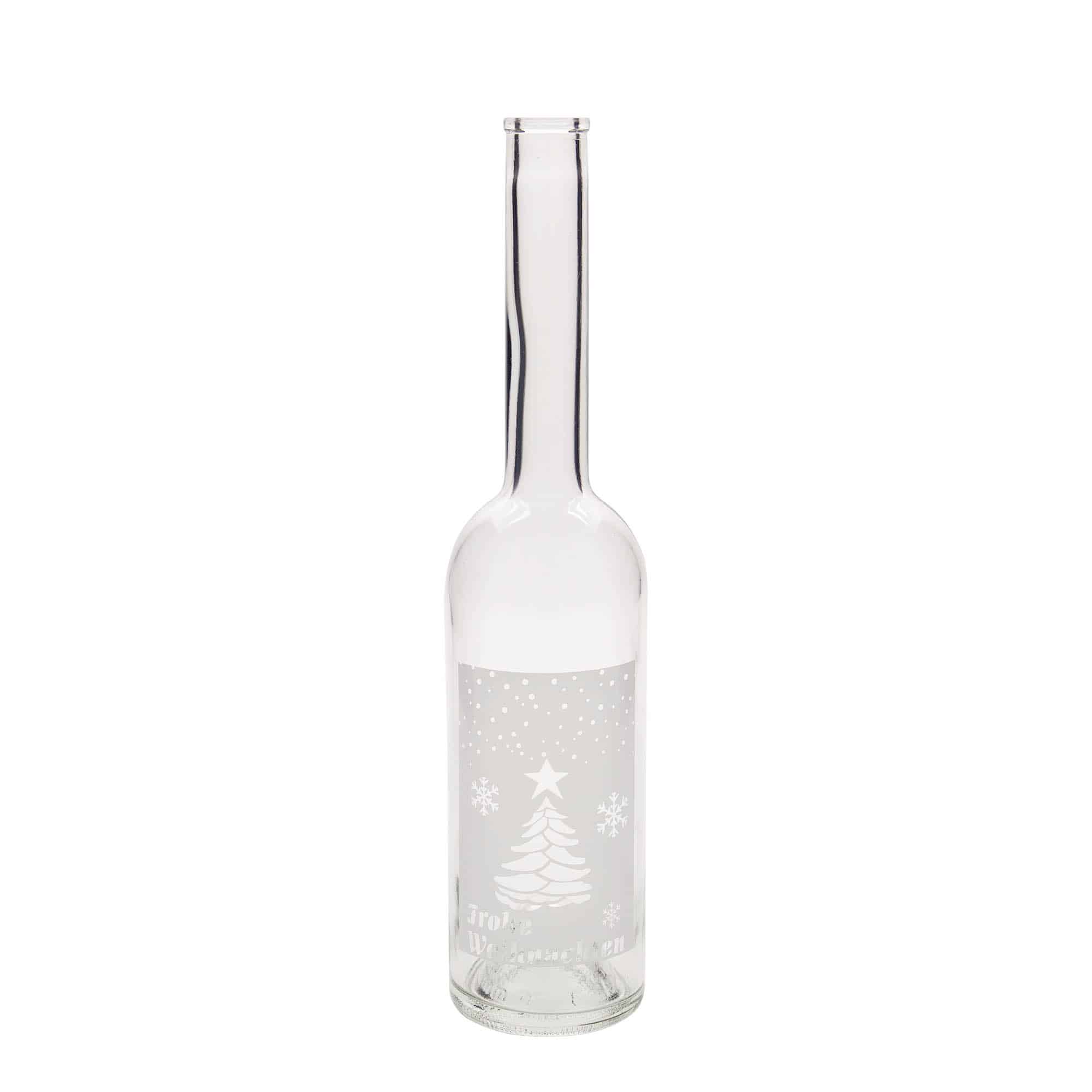 500 ml butelka szklana 'Opera', wzór: białe święta, zamknięcie: korek