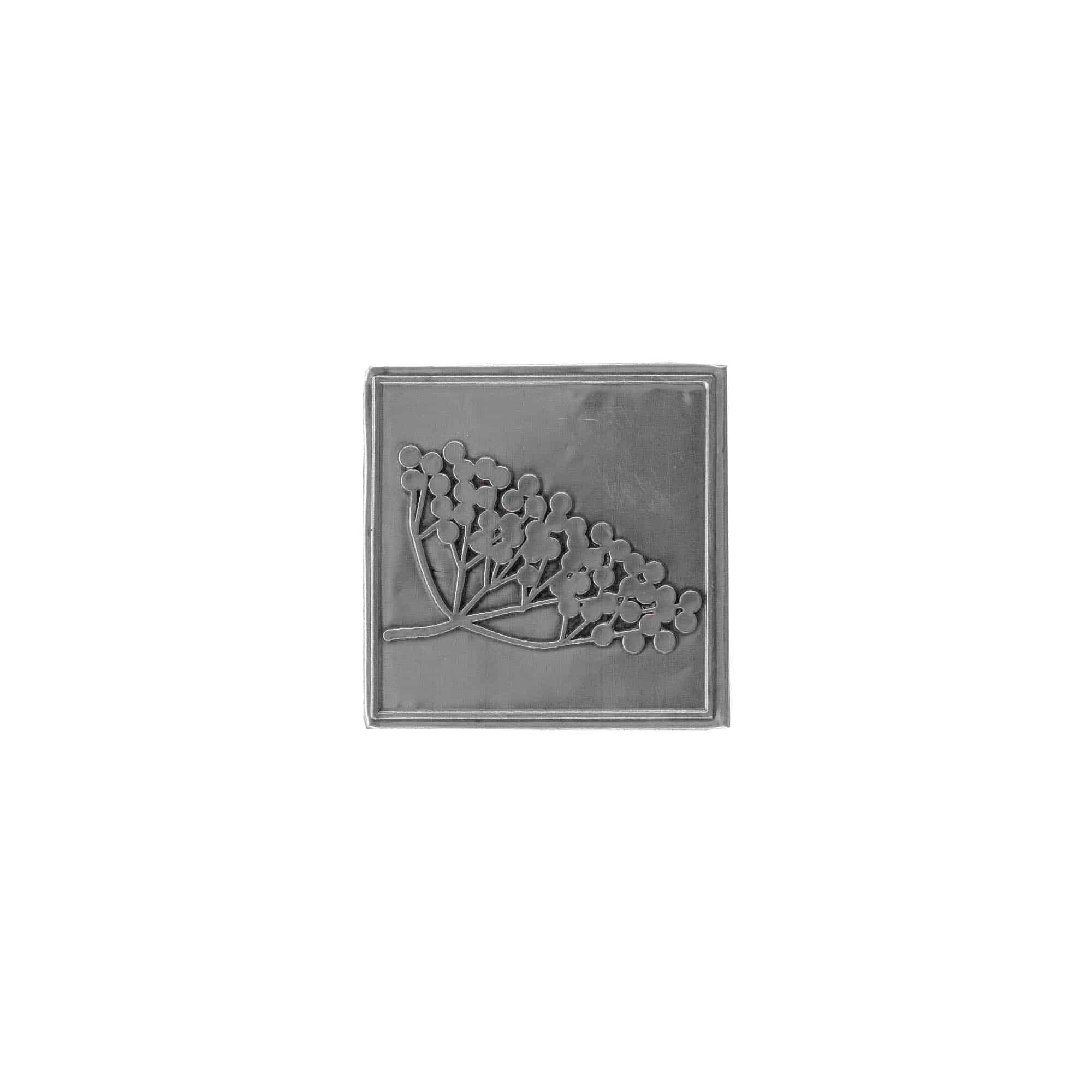 Etykieta cynowa 'Czarny bez', kwadratowa, metal, kolor srebrny