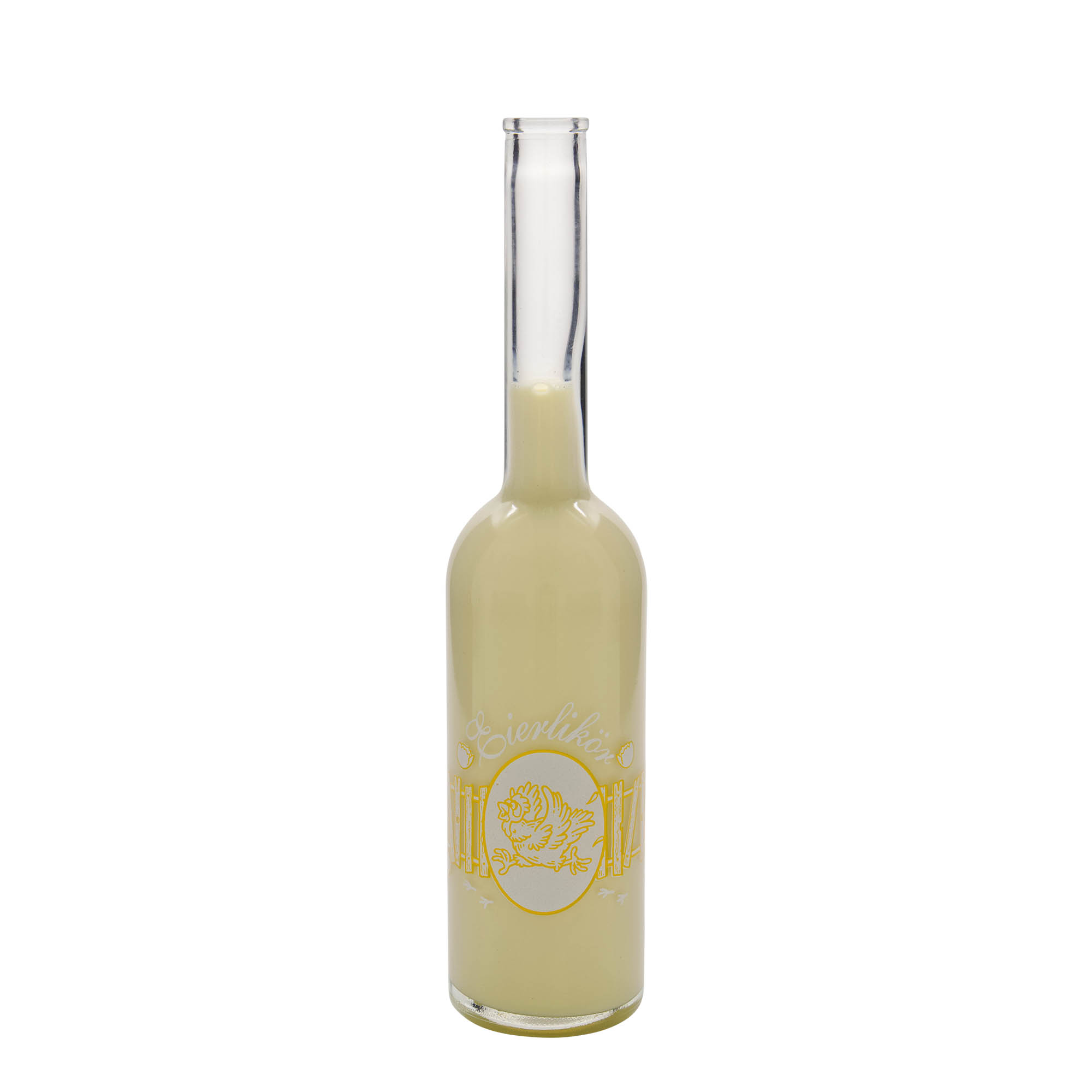 500 ml butelka szklana 'Opera', motyw: likier jajeczny, korek 500 ml butelka szklana 'Opera', motyw: likier jajeczny, korek