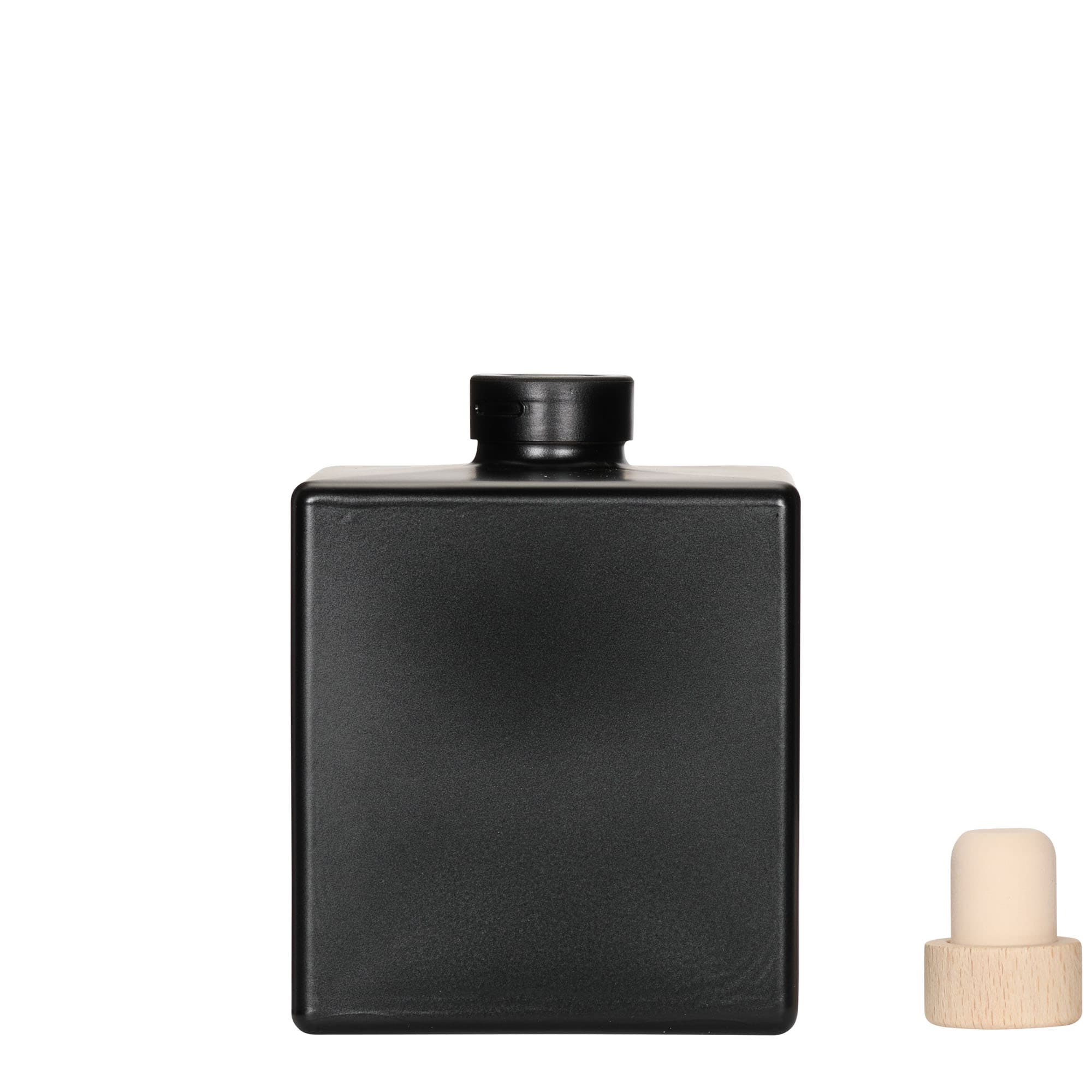 500 ml butelka szklana „Cube”, kwadratowa, czarna, otwór: korek