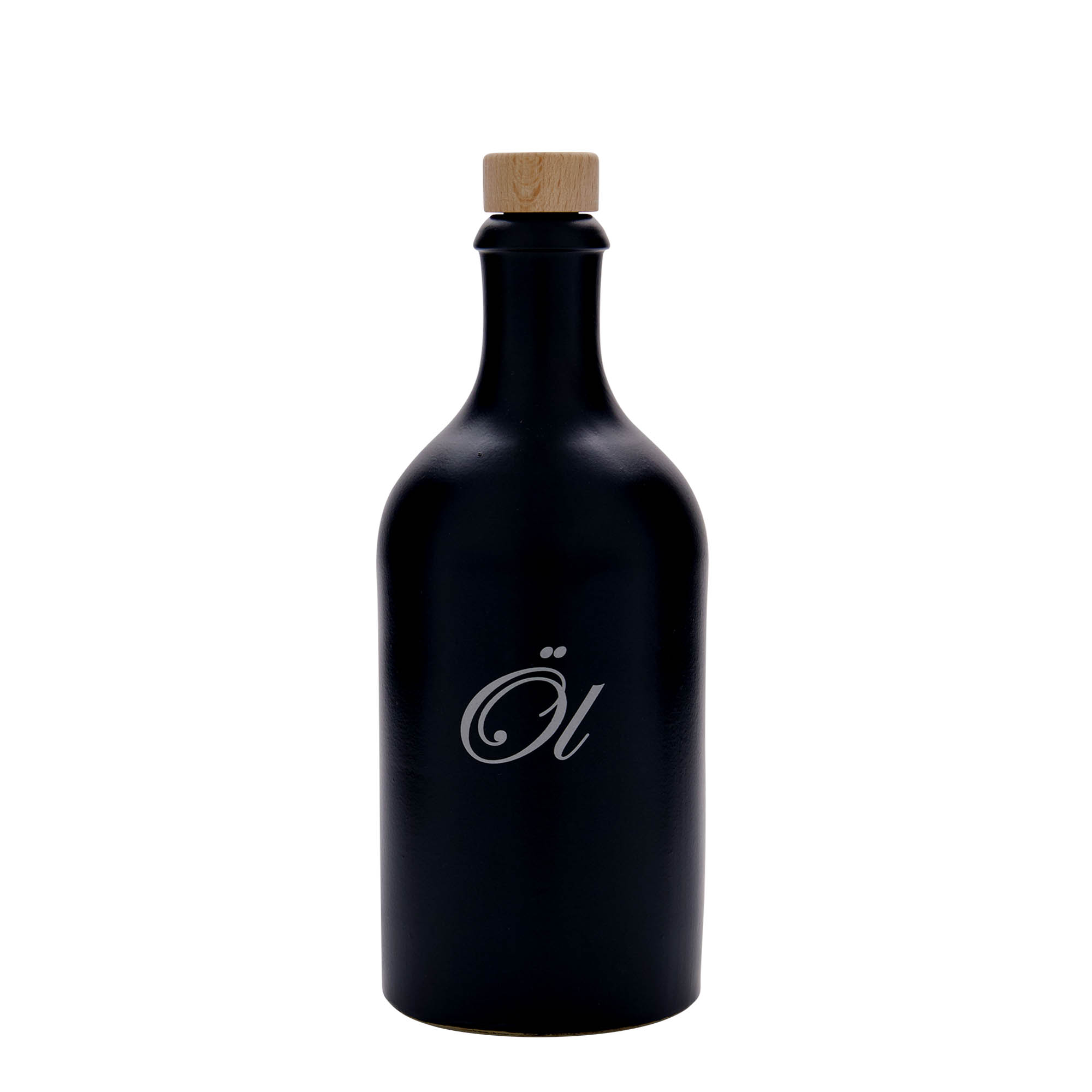 500 ml dzban gliniany, motyw: olej, kamionka, czarny, wylot: korek