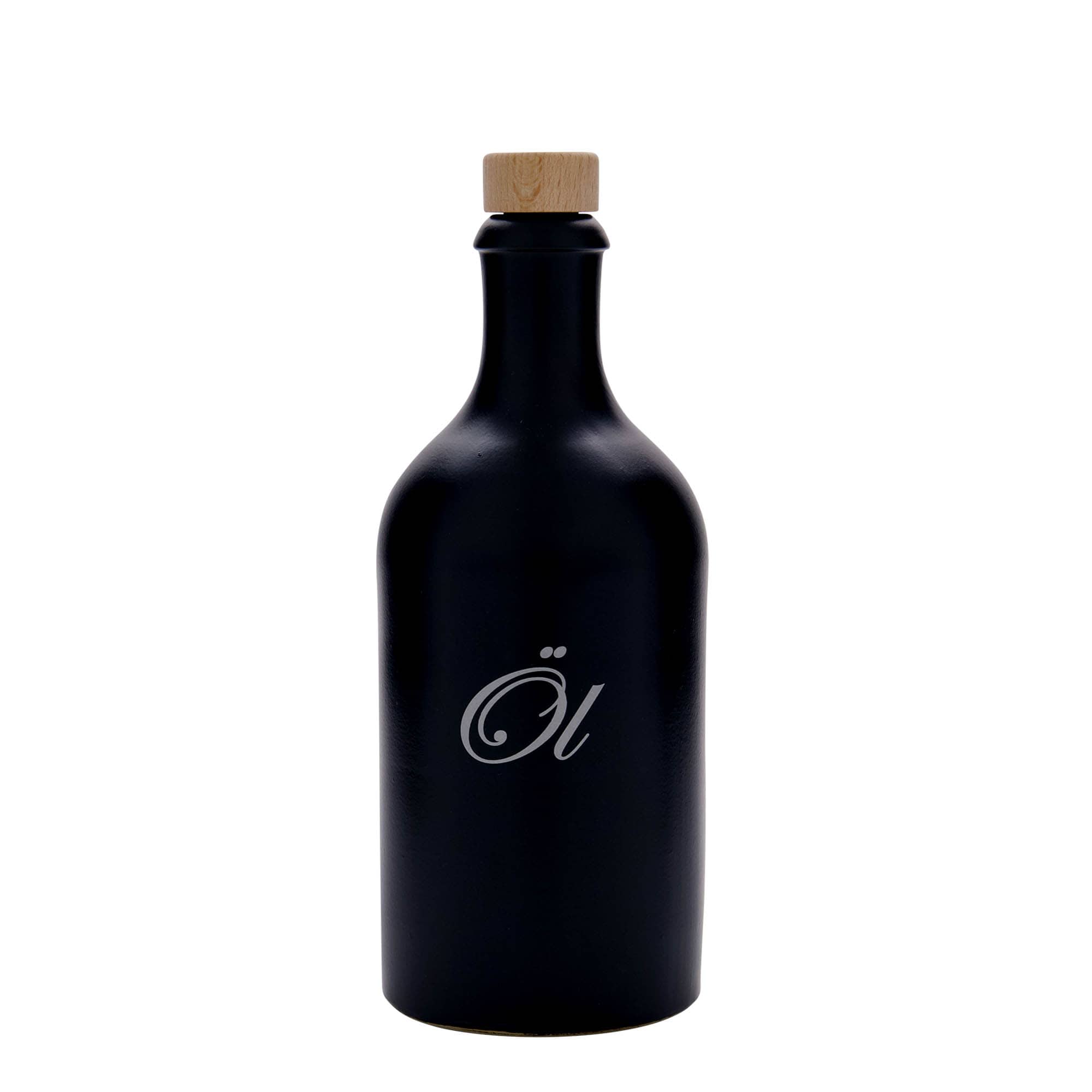 500 ml dzban gliniany, motyw: olej, kamionka, czarny, wylot: korek