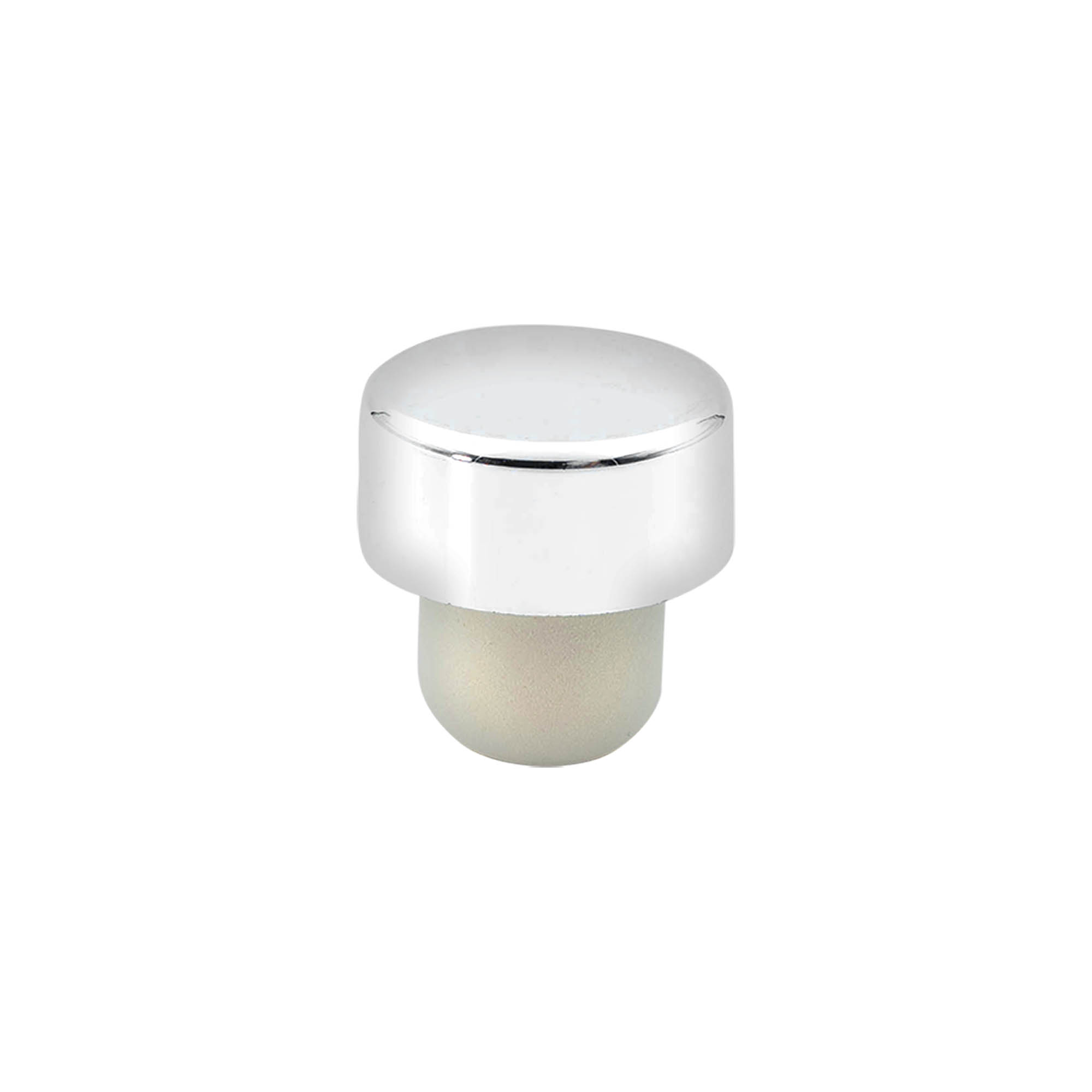 Korek z uchwytem 19 mm, tworzywo sztuczne, srebrny, do wylotu: korek Korek z uchwytem 19 mm, tworzywo sztuczne, srebrny, do wylotu: korek