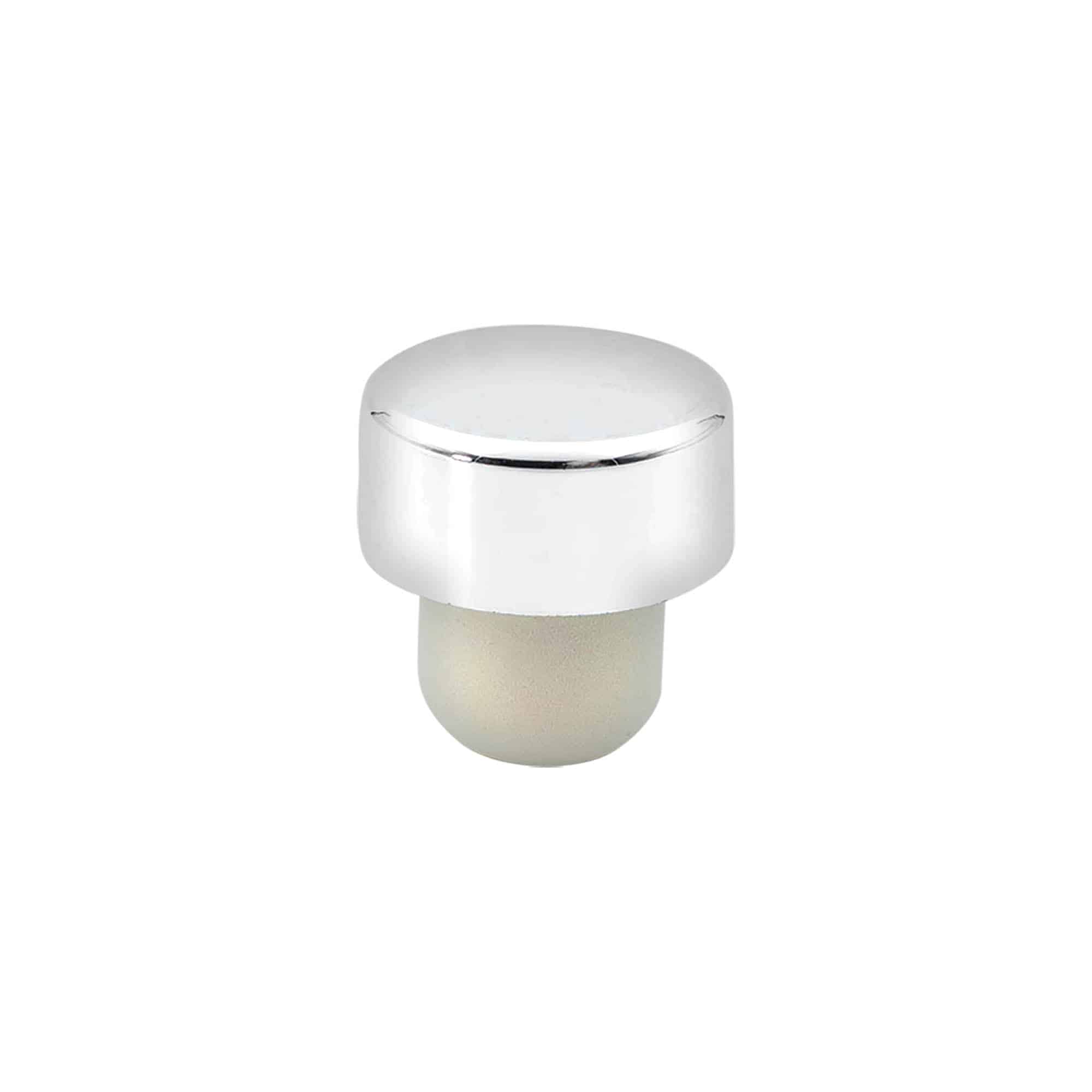 Korek z uchwytem 19 mm, tworzywo sztuczne, srebrny, do wylotu: korek