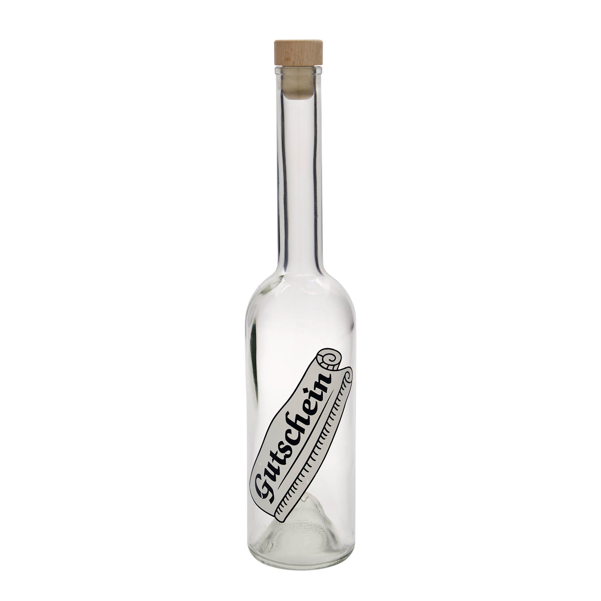 500 ml butelka szklana 'Opera', motyw: bon podarunkowy, korek wylotowy 500 ml butelka szklana 'Opera', motyw: bon podarunkowy, korek wylotowy