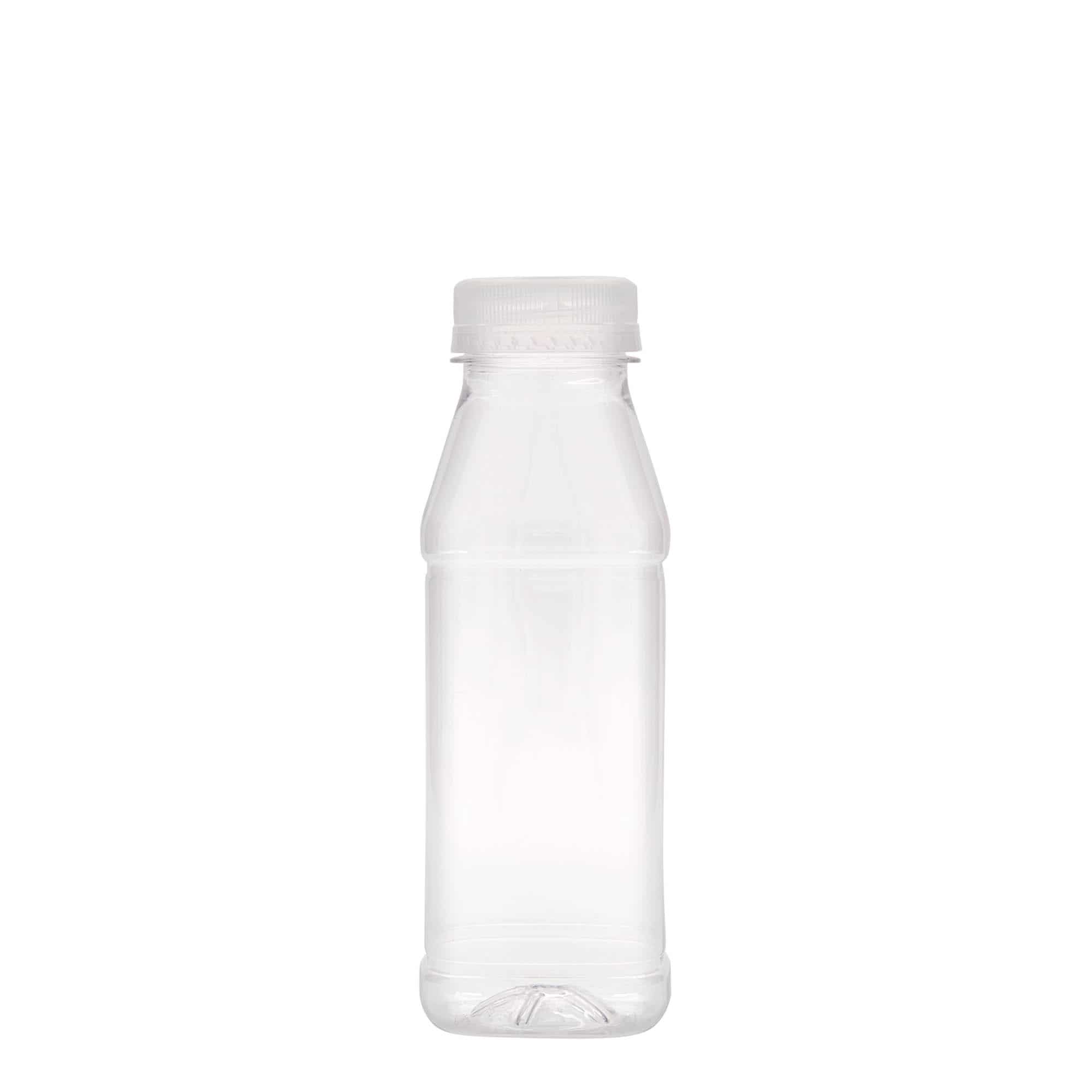 330 ml butelka PET 'Milk and Juice Carre', kwadratowa, tworzywo sztuczne, zamknięcie: 38 mm