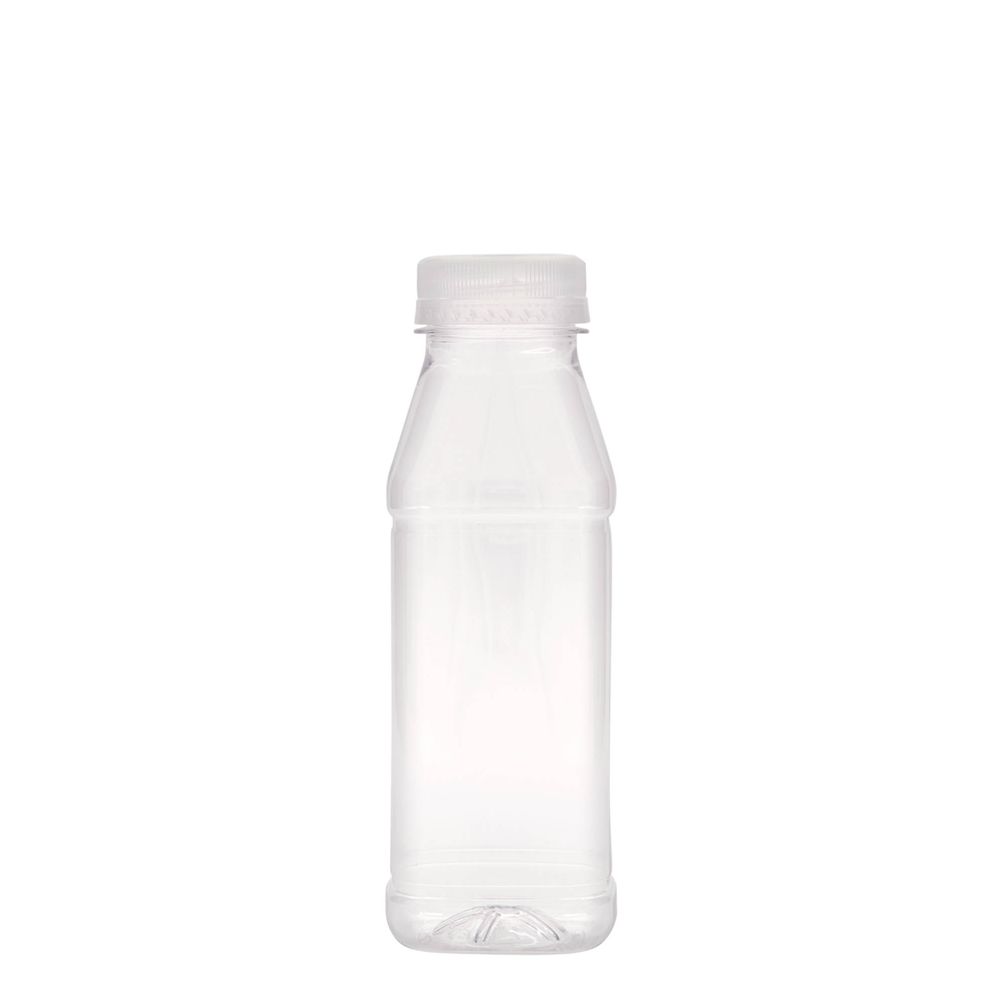 330 ml butelka PET „Milk and Juice Carré”, kwadratowa, plastik, szyjka: 38 mm 330 ml butelka PET „Milk and Juice Carré”, kwadratowa, plastik, szyjka: 38 mm