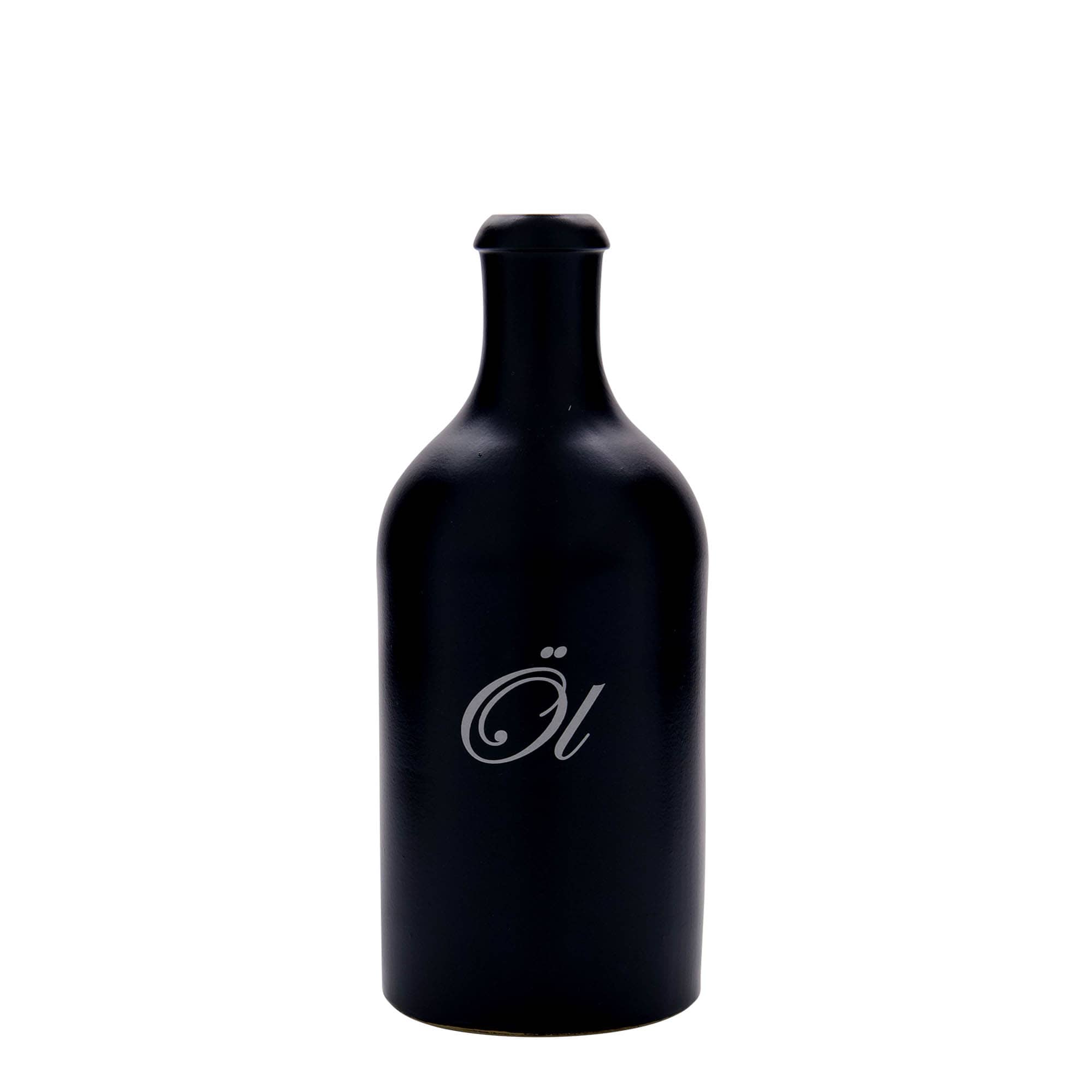 500 ml dzban gliniany, motyw: olej, kamionka, czarny, wylot: korek