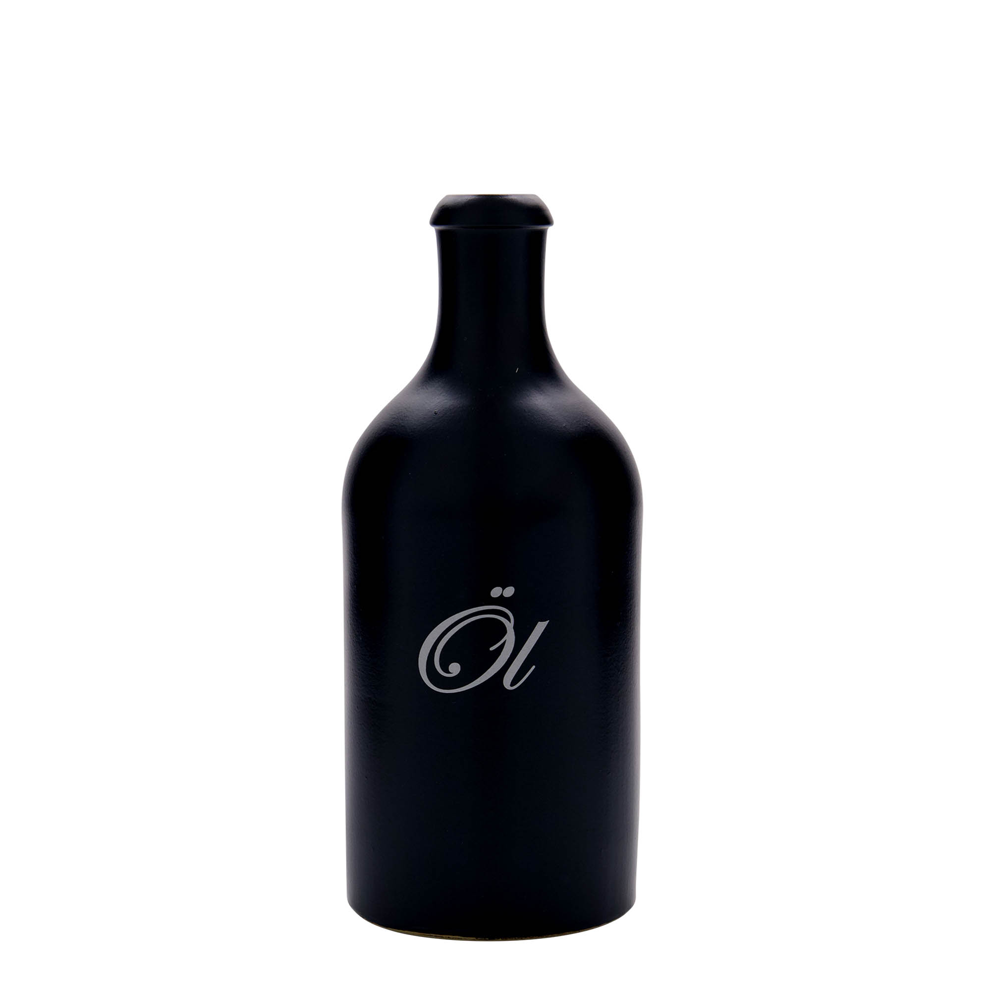 500 ml dzban gliniany, motyw: olej, kamionka, czarny, wylot: korek