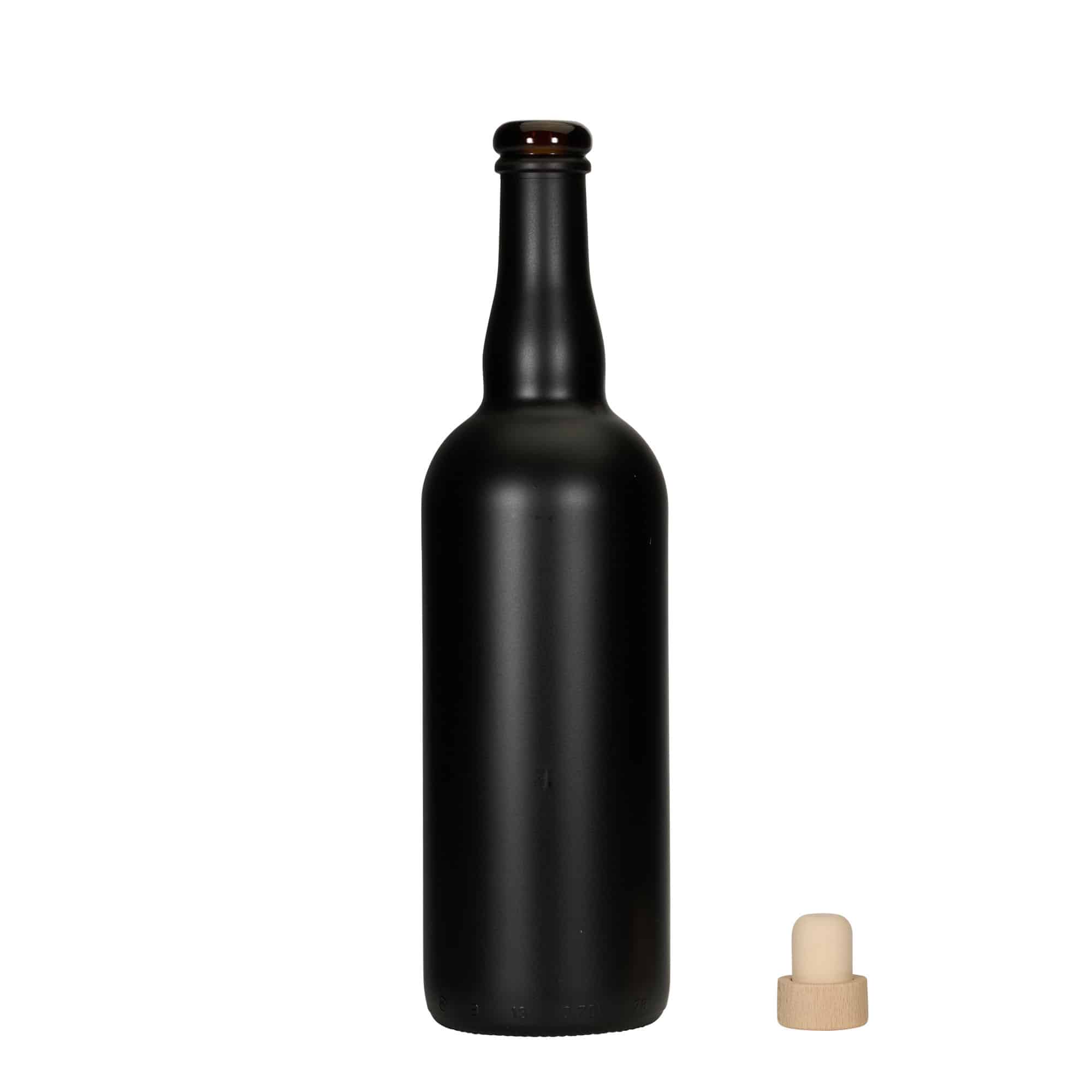 Butelka piwa 750 ml Belgia, szkło, czarna, szyjka: korek