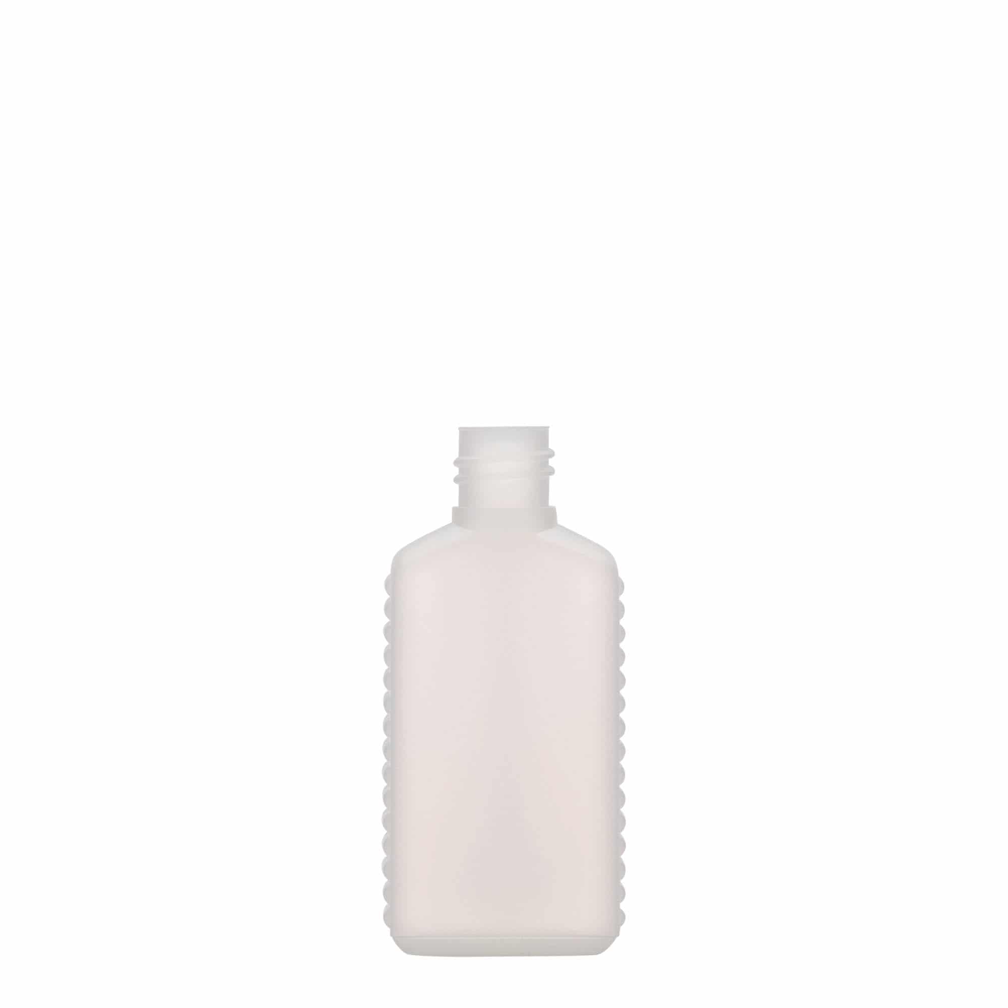 50 ml butelka kanister, prostokątna, tworzywo sztuczne HDPE, kolor naturalny, zamknięcie: DIN 18