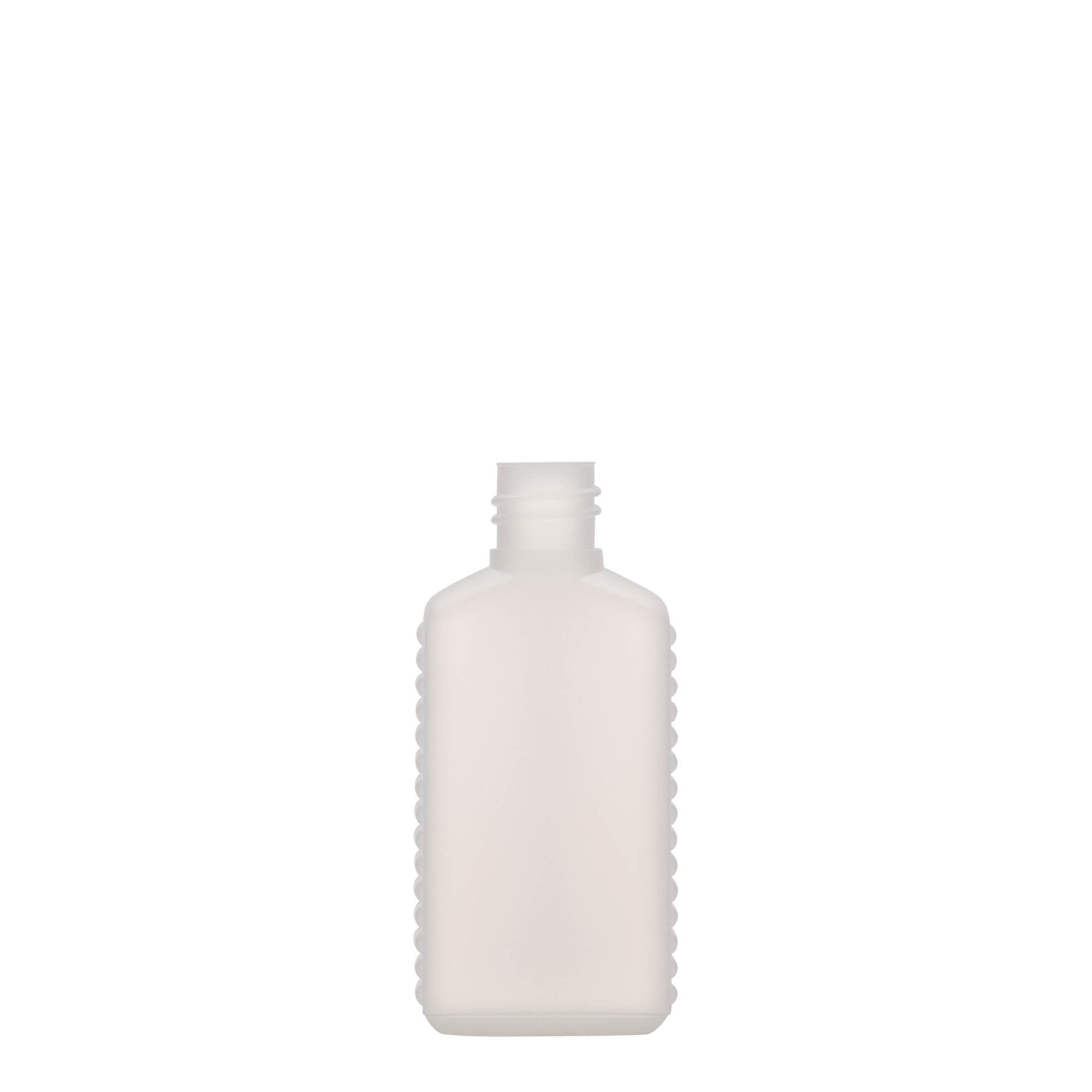50 ml butelka kanister, prostokątna, tworzywo sztuczne HDPE, kolor naturalny, zamknięcie: DIN 18