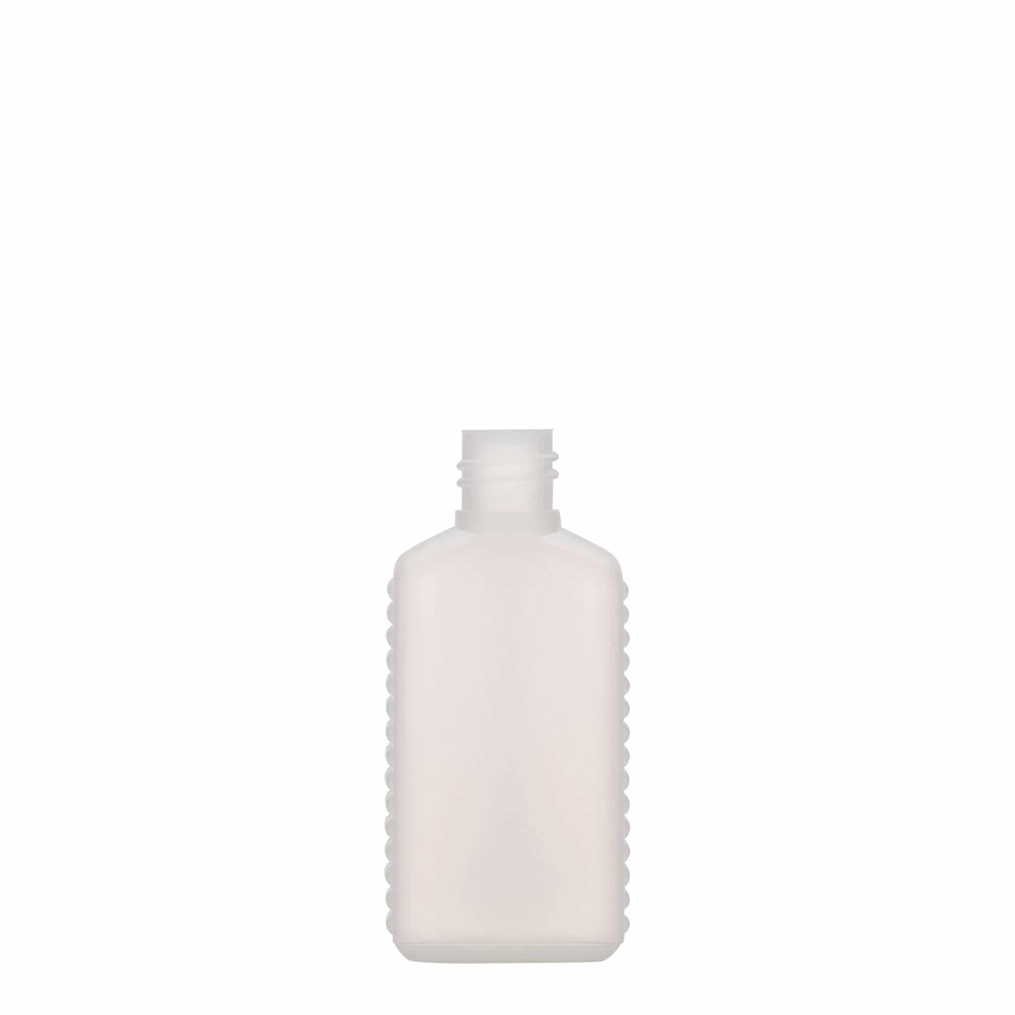 50 ml kanisterka z wąską szyjką, prostokątna, tworzywo HDPE, naturalna, gwint: DIN 18