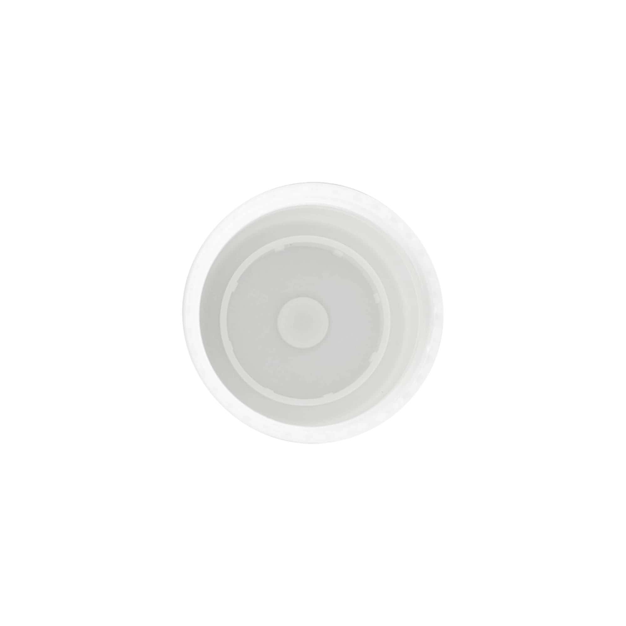 Kaptur do 50 ml butelki roll-on, tworzywo sztuczne PP, biały, do wylotu: zakrętka na gwint