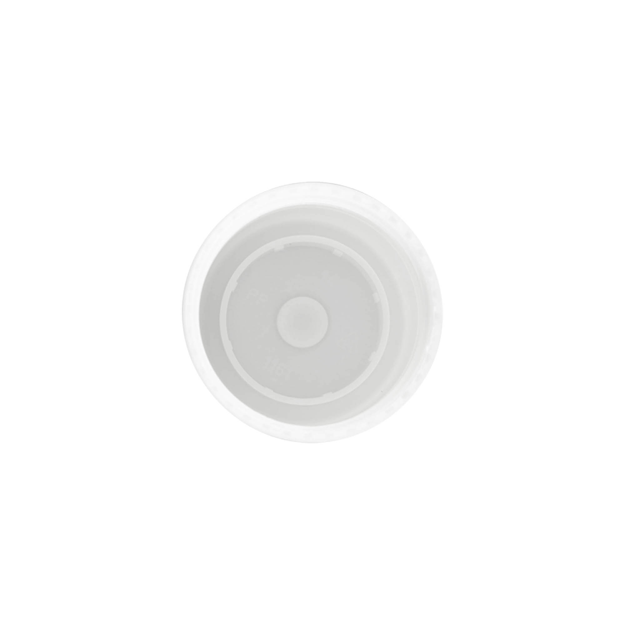 Kaptur do 50 ml butelki roll-on, tworzywo sztuczne PP, biały, do wylotu: zakrętka na gwint Kaptur do 50 ml butelki roll-on, tworzywo sztuczne PP, biały, do wylotu: zakrętka na gwint