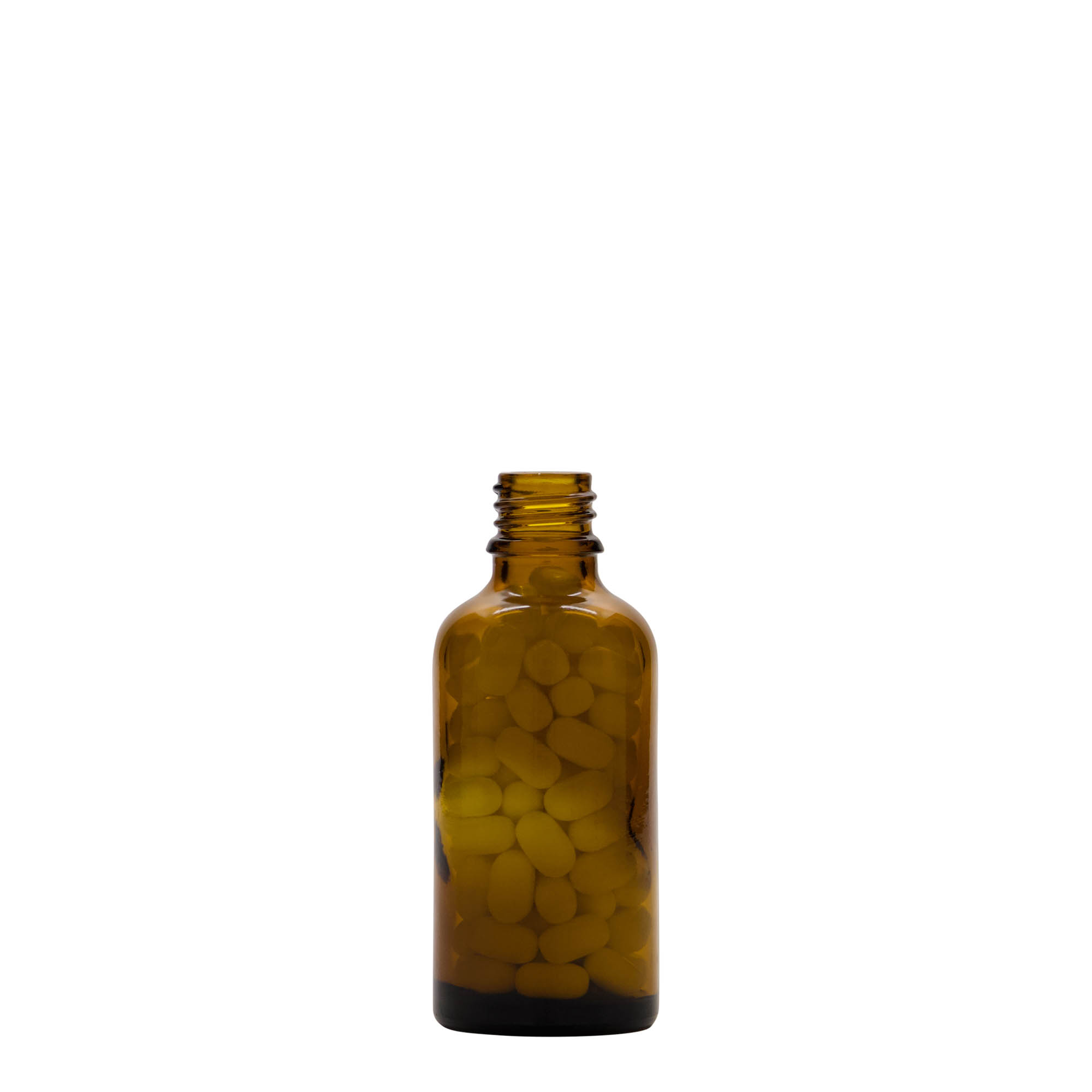 50 ml butelka medyczna, szkło, brązowa, wylot: DIN 18 50 ml butelka medyczna, szkło, brązowa, wylot: DIN 18