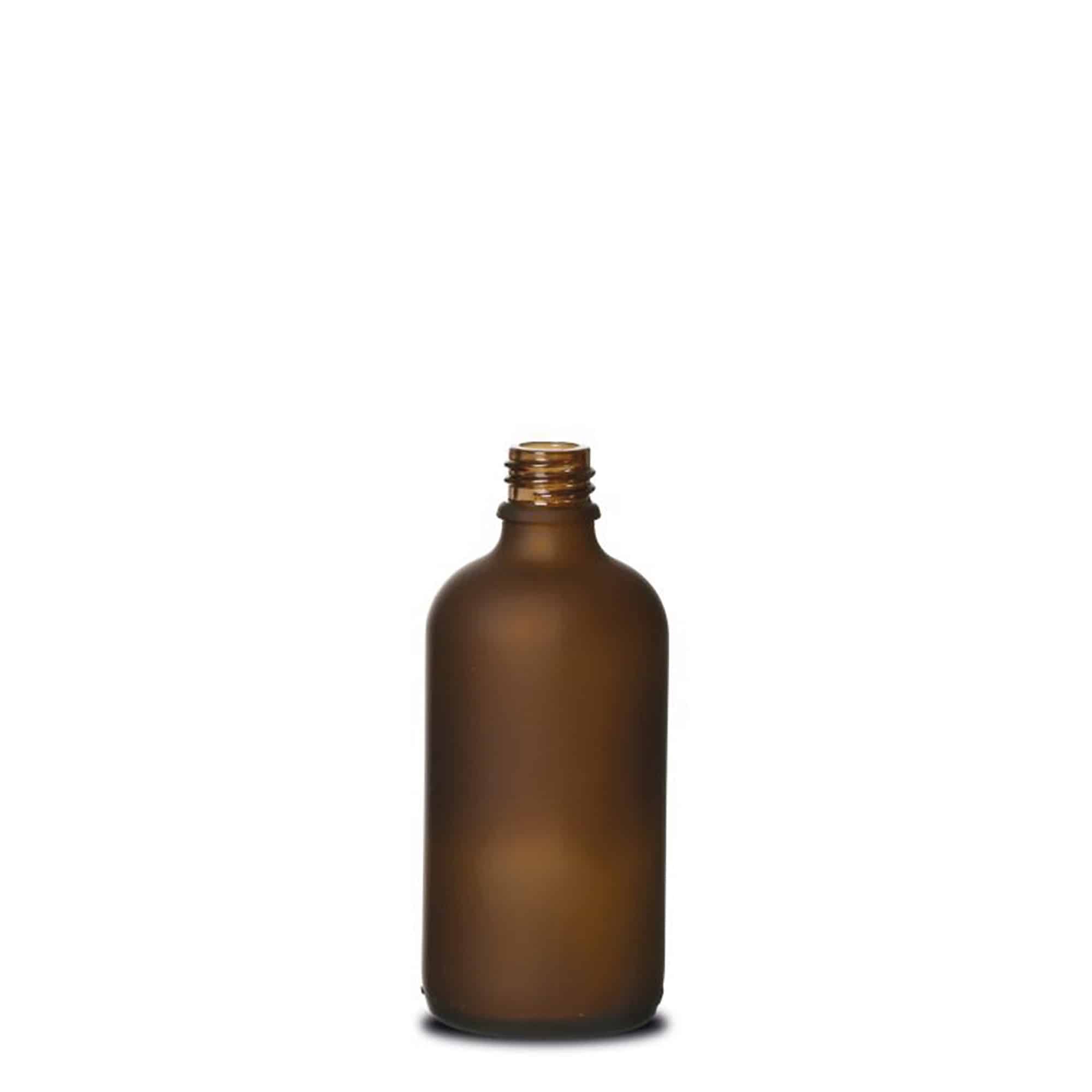 100 ml butelka medyczna, szkło, brązowe matowe, gwint: DIN 18 100 ml butelka medyczna, szkło, brązowe matowe, gwint: DIN 18