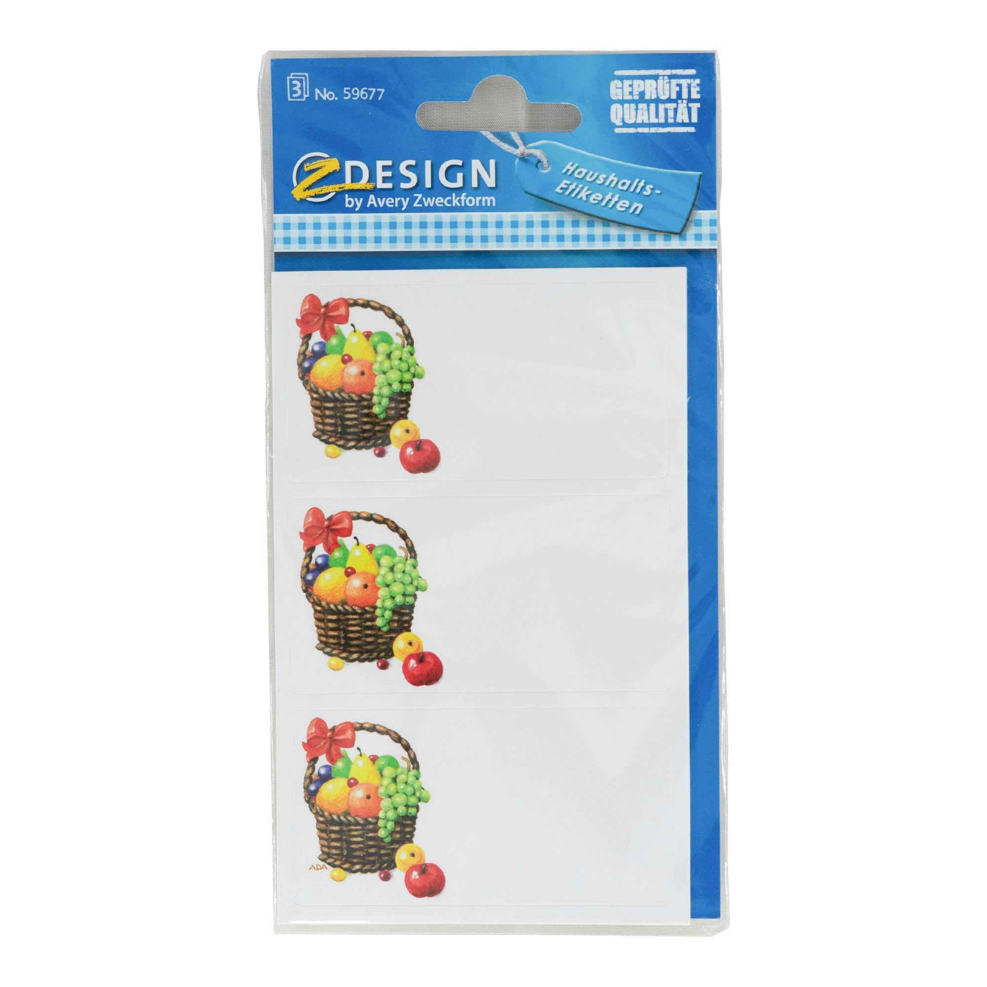 Zweckform etykiety „Kosz owoców”, prostokątne, papierowe, wielokolorowe