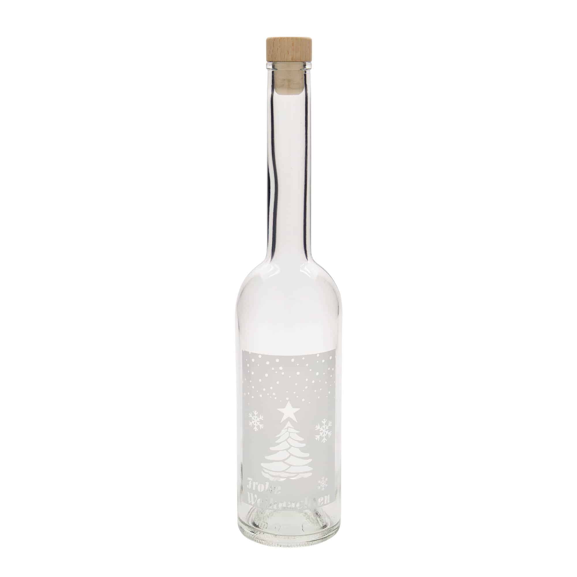 500 ml butelka szklana 'Opera', motyw: Białe Święta, szyjka: korek 500 ml butelka szklana 'Opera', motyw: Białe Święta, szyjka: korek
