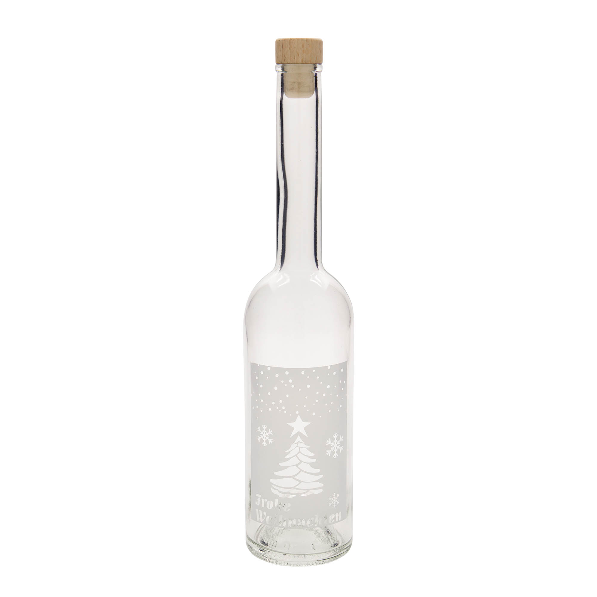 500 ml butelka szklana 'Opera', motyw: Białe Święta, szyjka: korek 500 ml butelka szklana 'Opera', motyw: Białe Święta, szyjka: korek