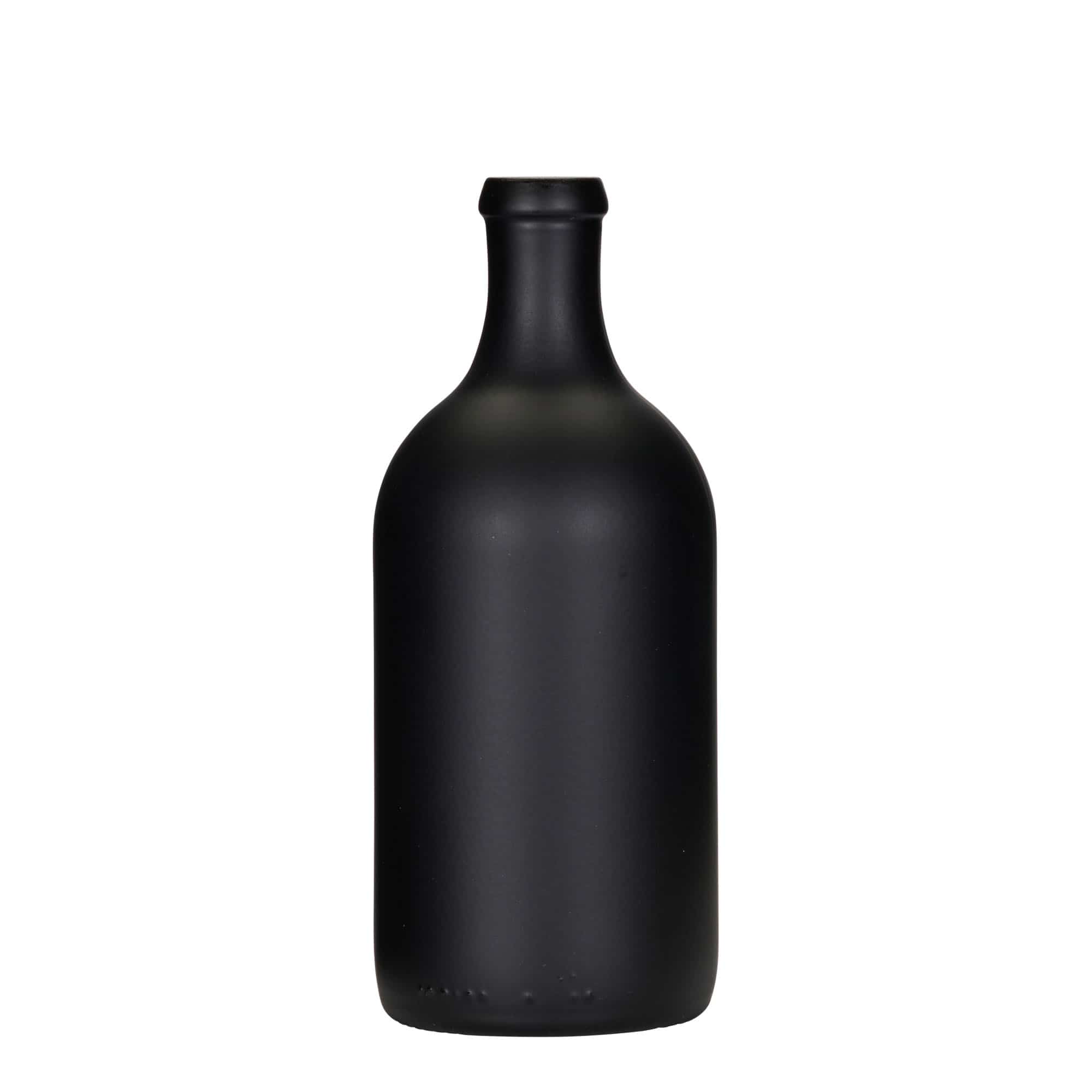 500 ml butelka szklana 'Ginevra Leggera', czarna, zamknięcie: korek 500 ml butelka szklana 'Ginevra Leggera', czarna, zamknięcie: korek