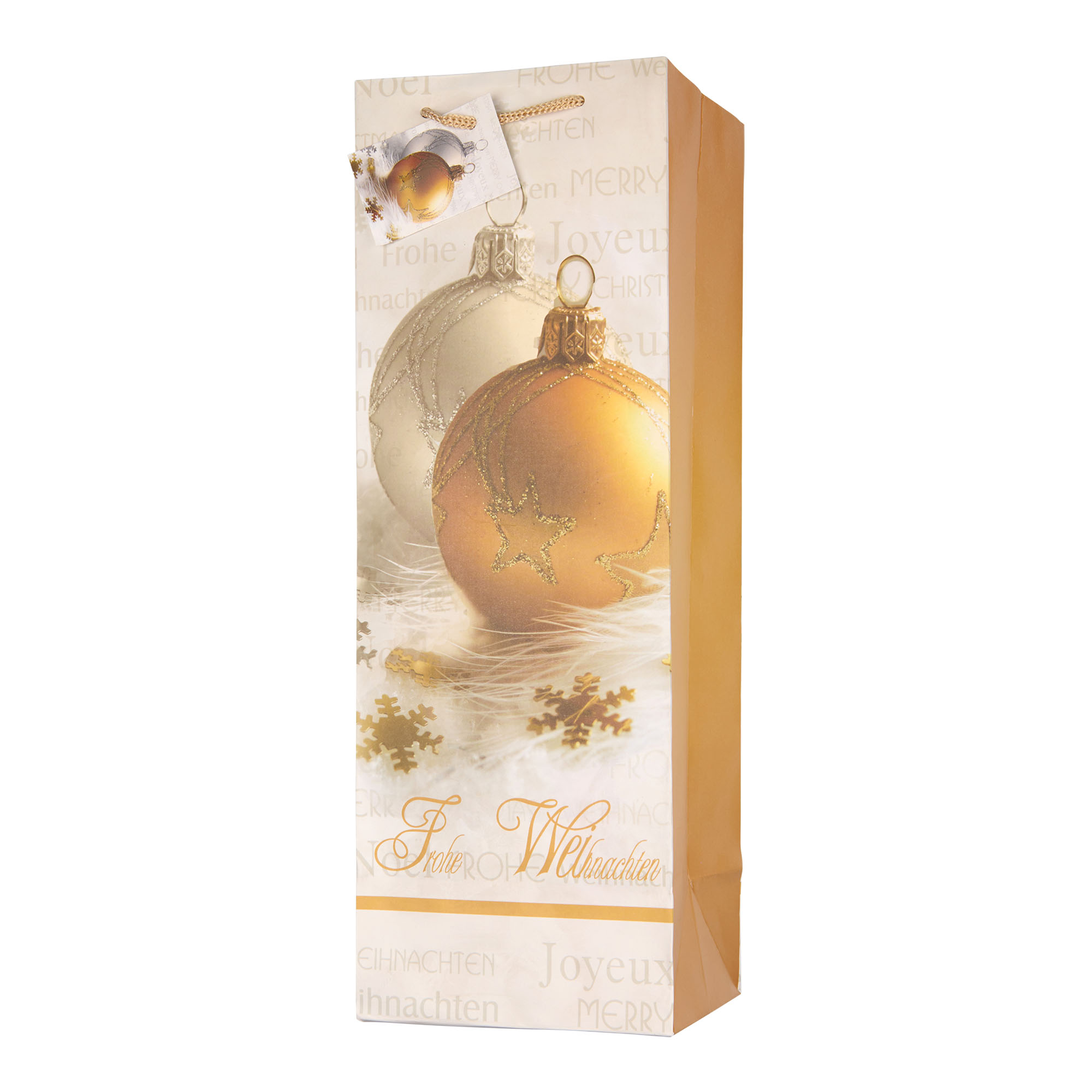 Torba na butelkę, kwadratowa, papierowa, złota Torba na butelkę, kwadratowa, papierowa, złota