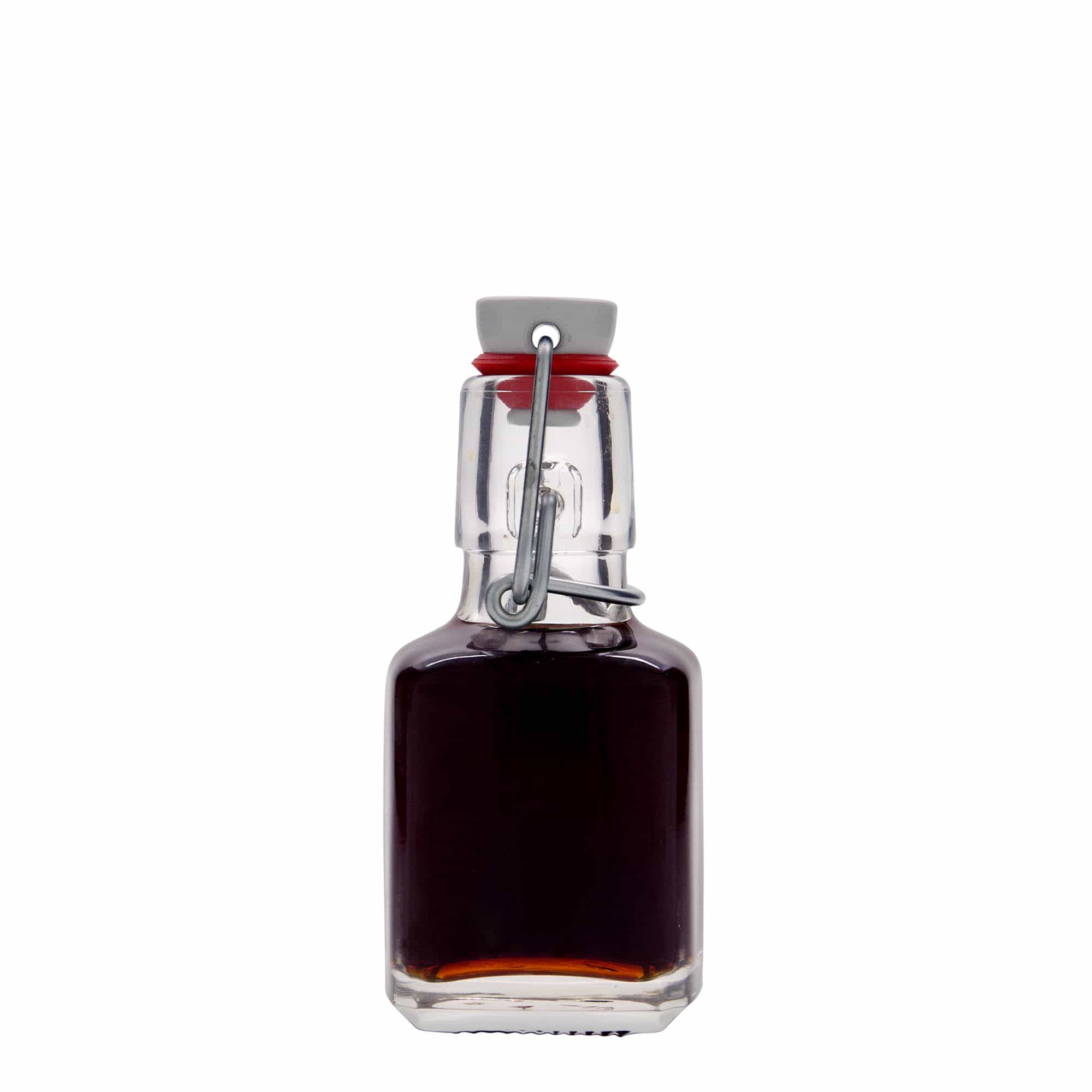 100 ml butelka szklana 'Kubica', kwadratowa, zamknięcie: Zamknięcie pałąkowe