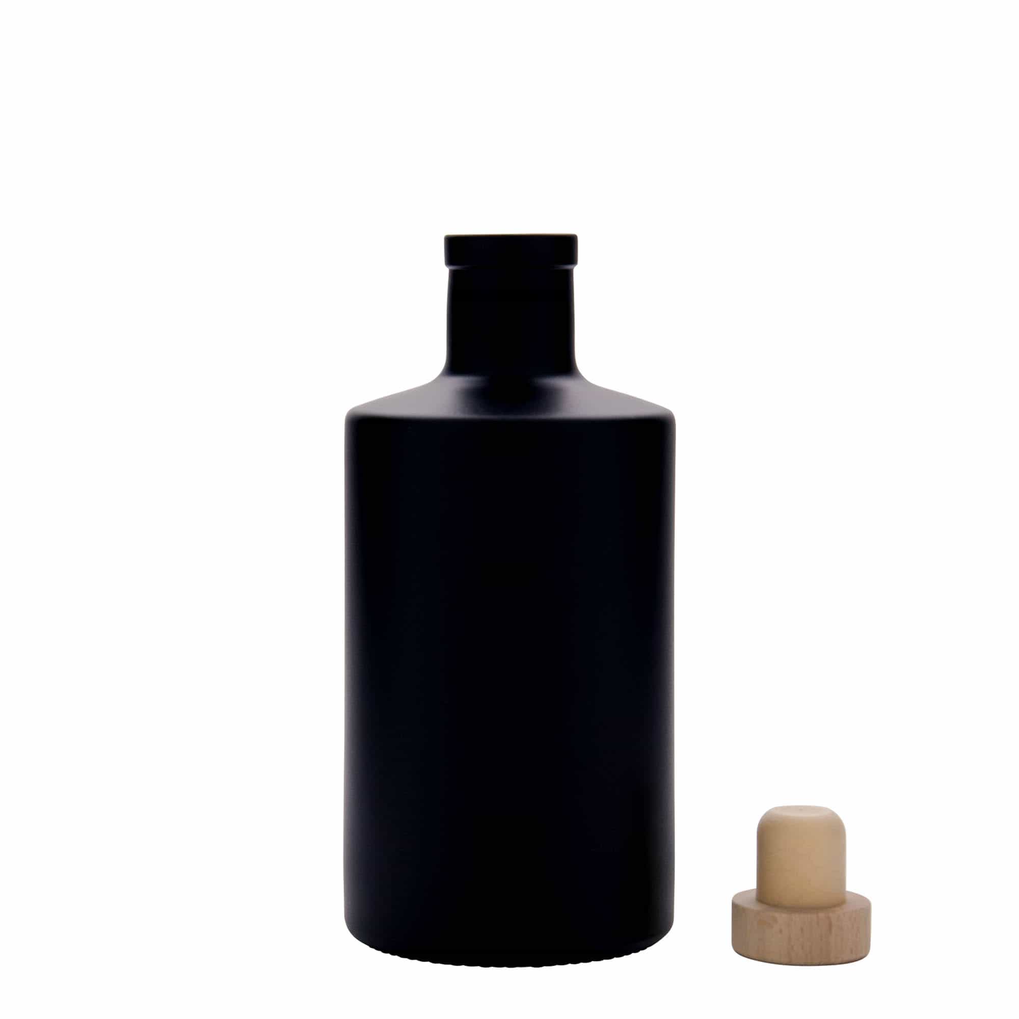 500 ml butelka szklana 'Caroline', kolor czarny, zamknięcie: korek