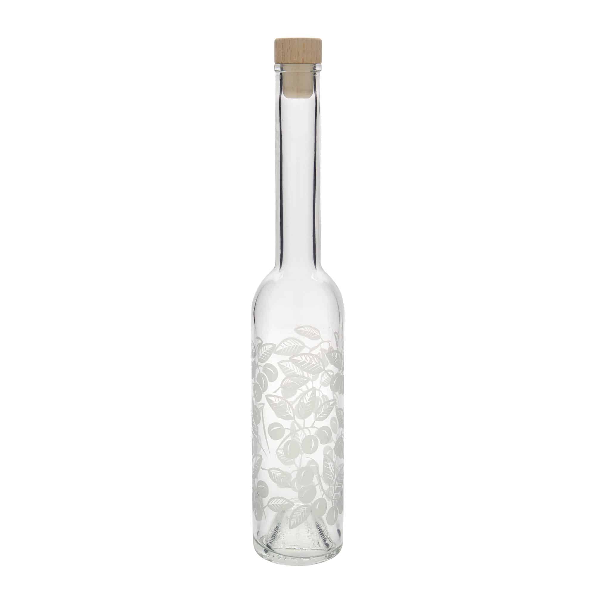 350 ml butelka szklana 'Opera', wzór: mirabelki, zamknięcie: korek