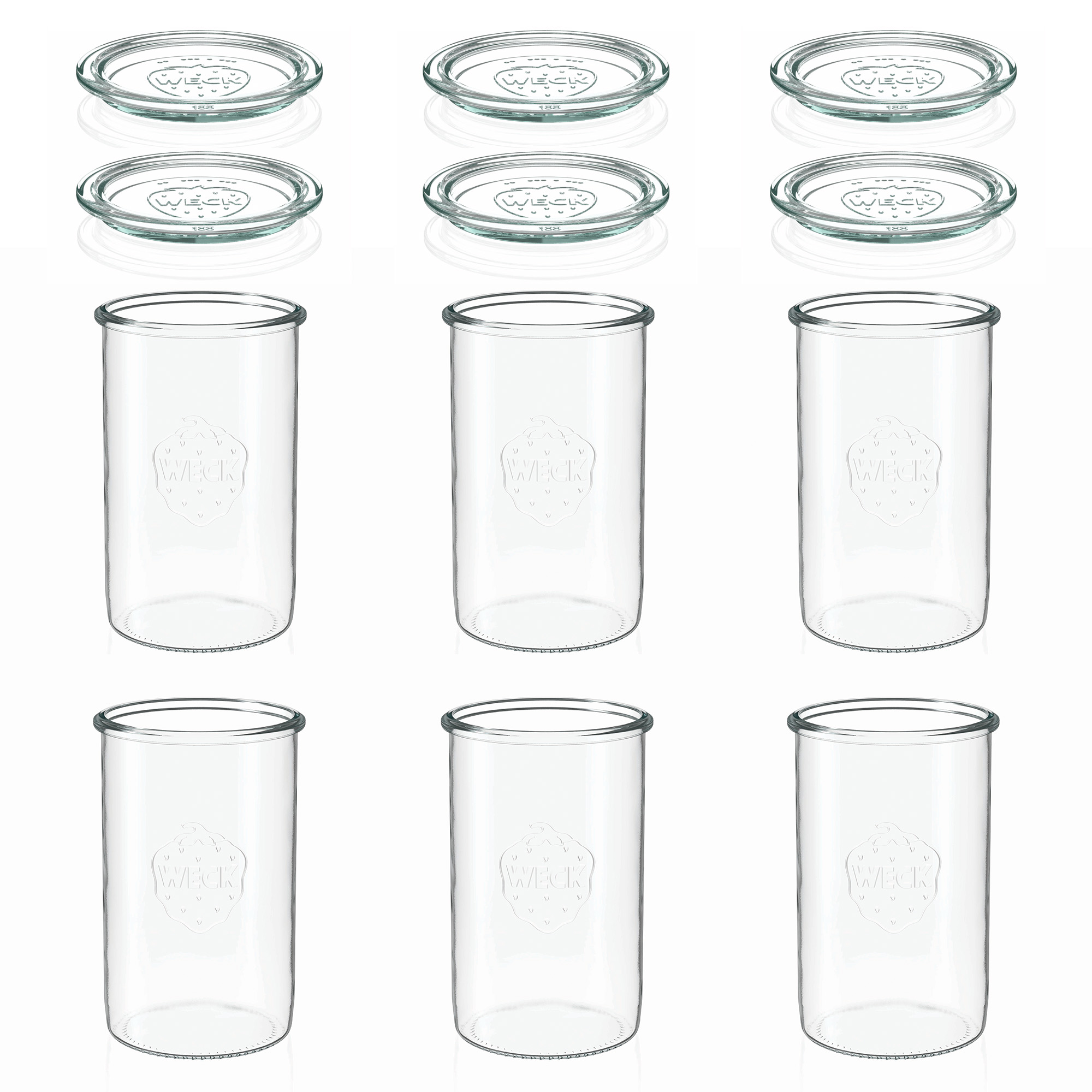 6x 1000 ml słoik WECK typu Sturz z szklanym wieczkiem RR 100