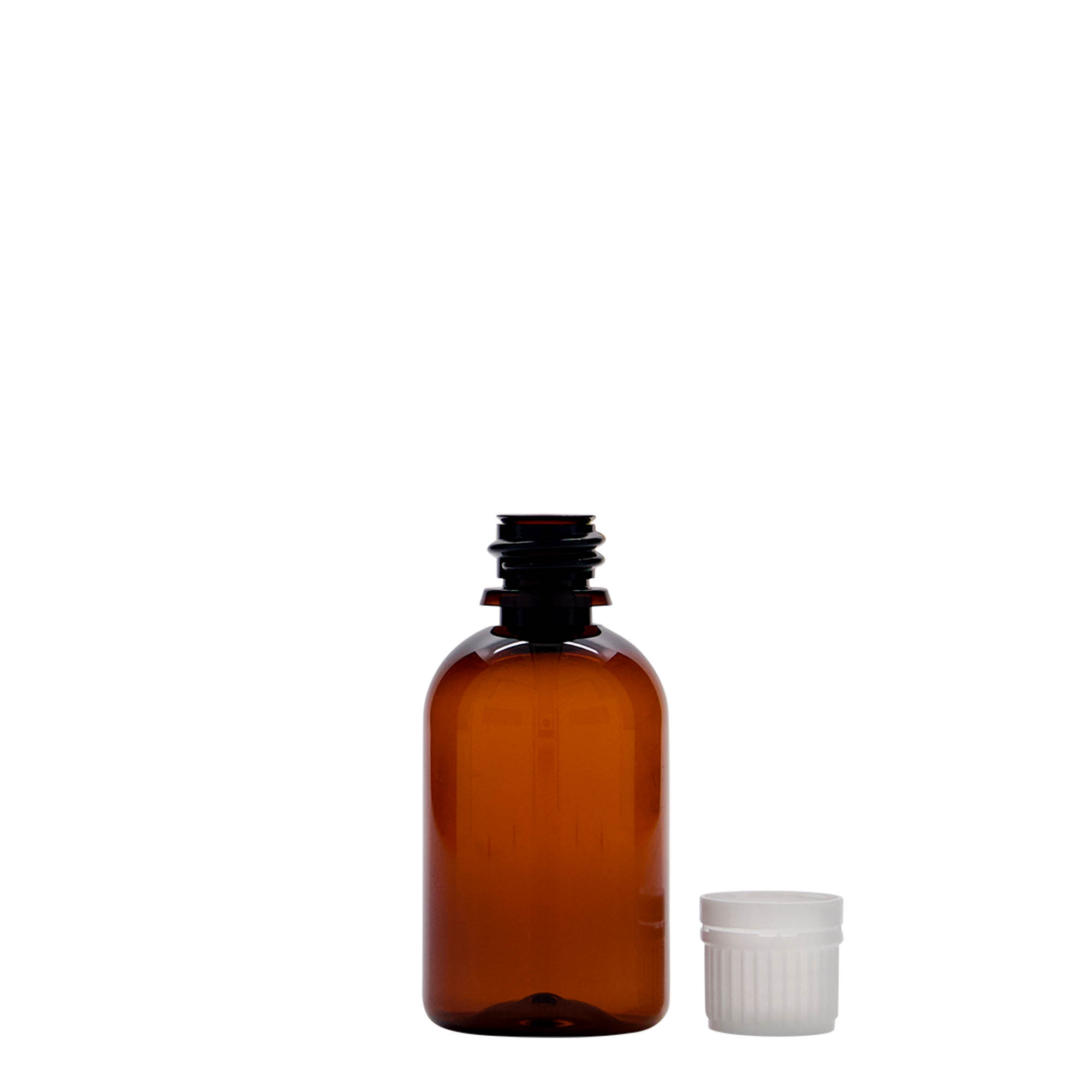 50 ml butelka medyczna PET „Easy Living”, brązowa, tworzywo sztuczne, gwint: DIN 18