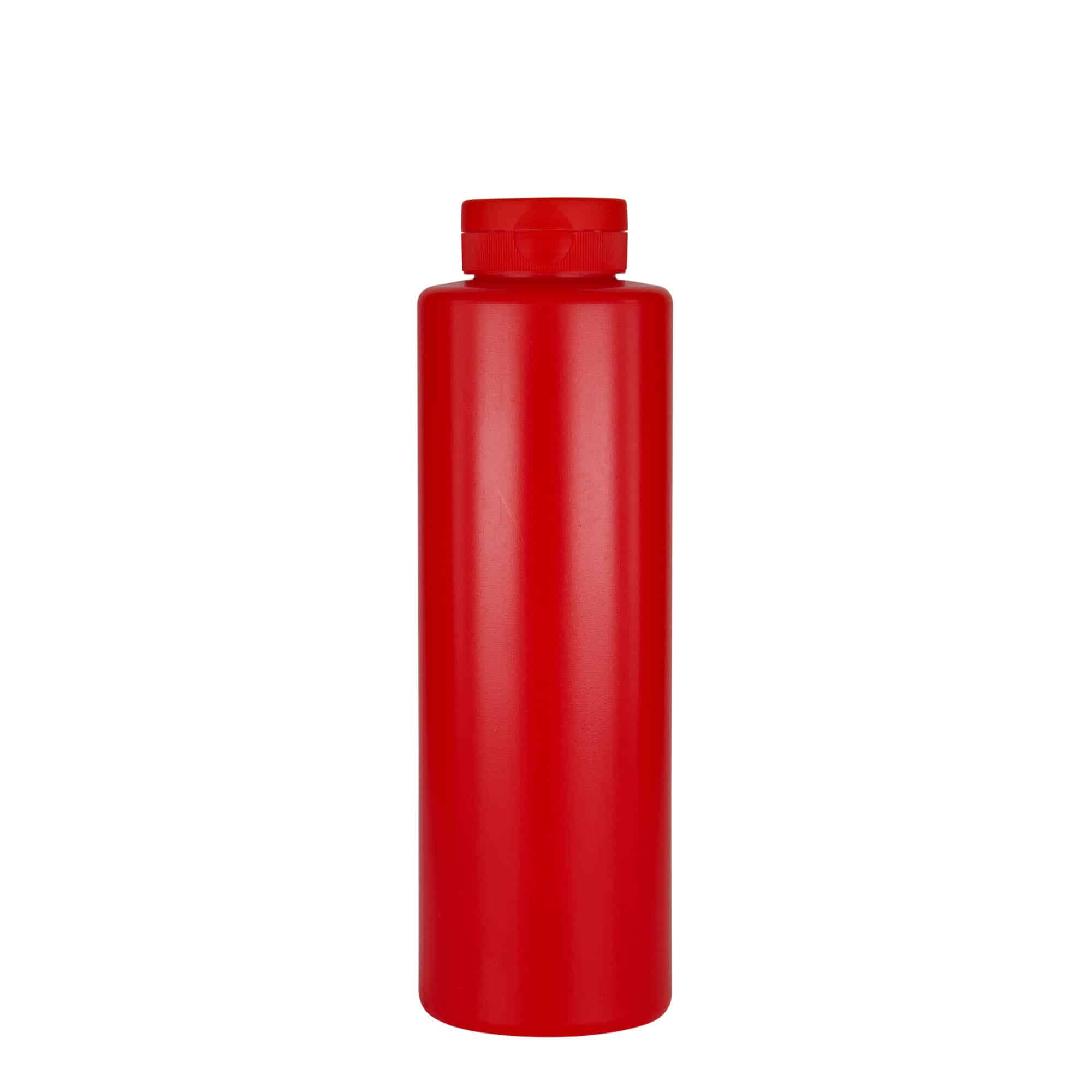 500 ml butelka na sos, tworzywo sztuczne LDPE, kolor czerwony, zamknięcie: GPI 38/400