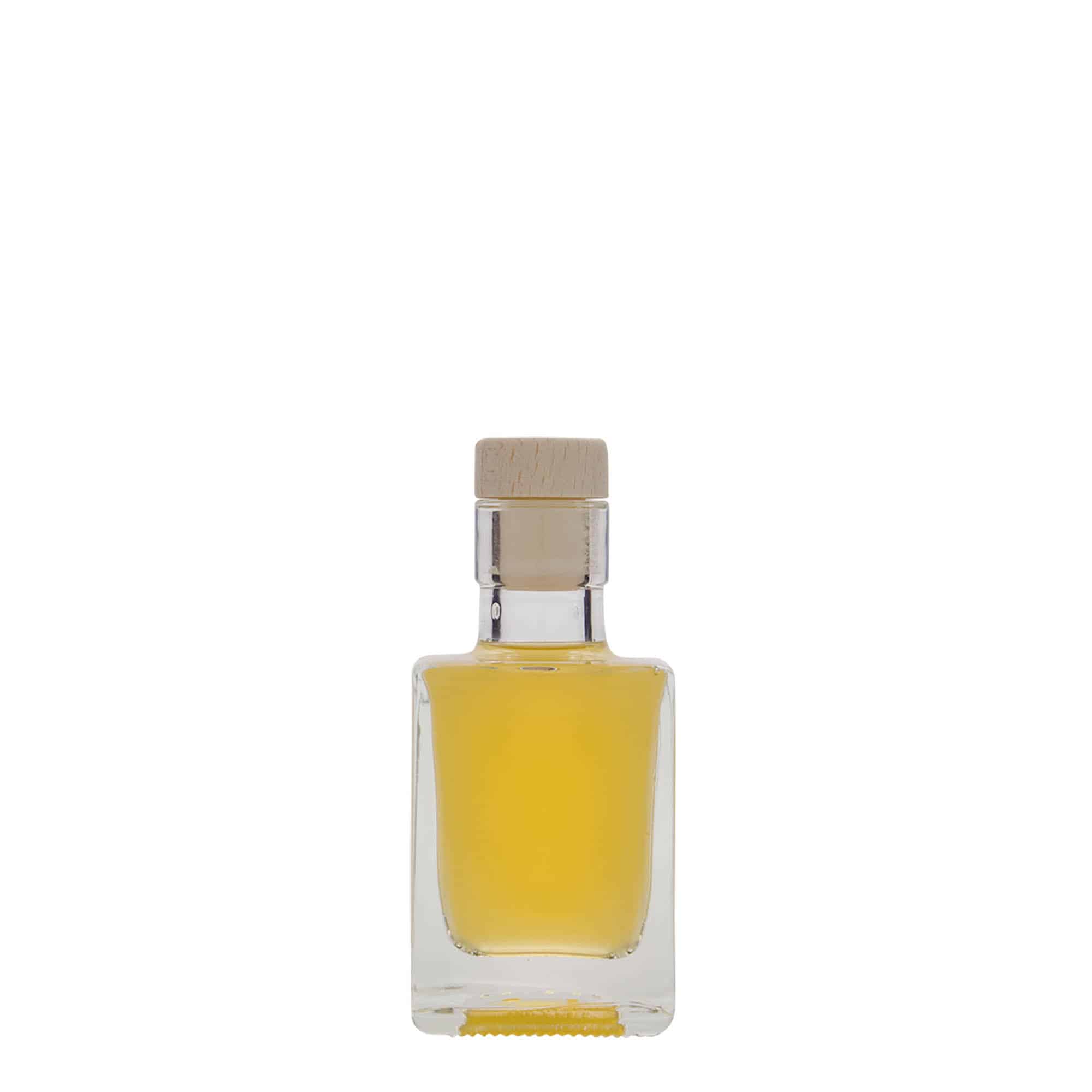 50 ml butelka szklana 'Cube', kwadratowa, zamknięcie: korek