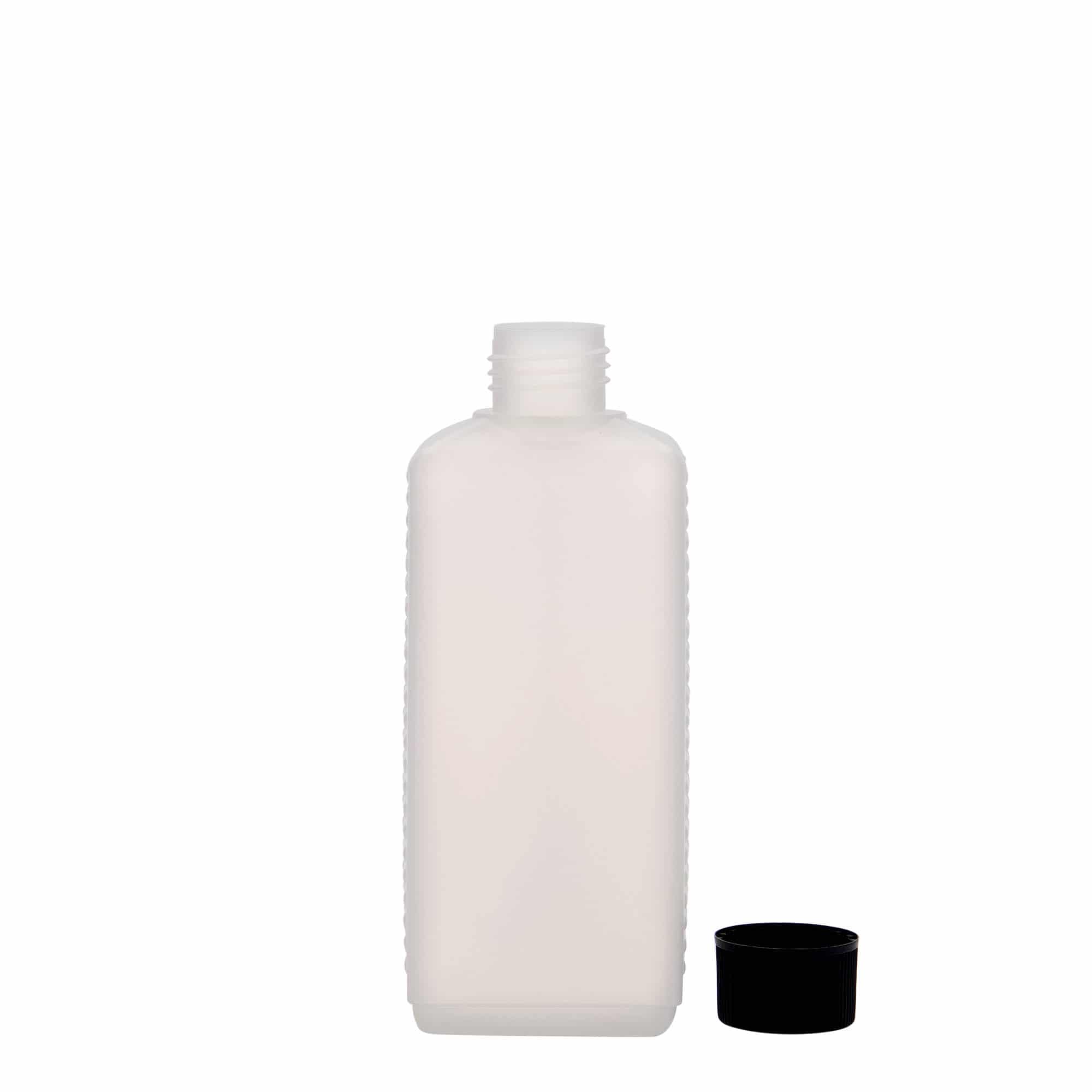 250 ml kanister, prostokątny, tworzywo sztuczne HDPE, naturalny, gwint: DIN 25 EPE