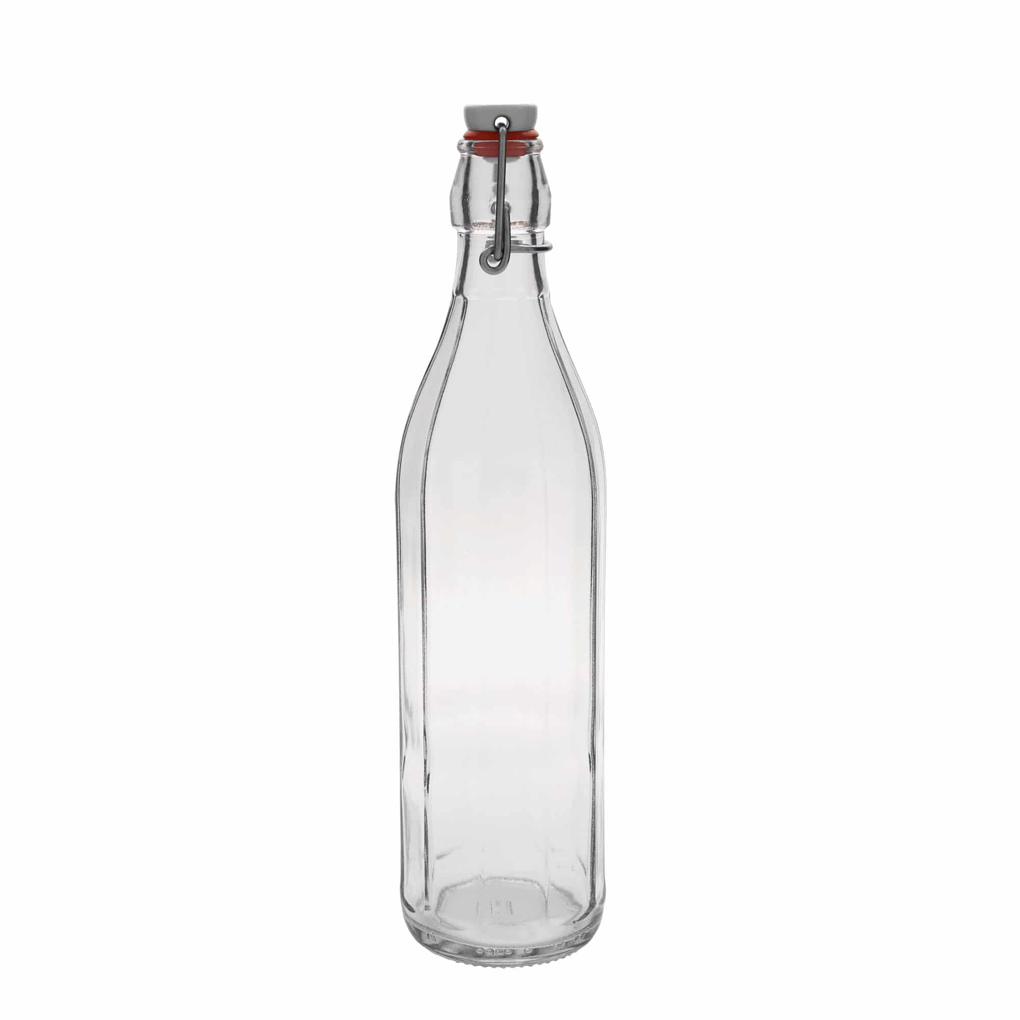 750 ml butelka szklana 'Bravo', dziesięciokątna, wylot: zamknięcie na klamrę