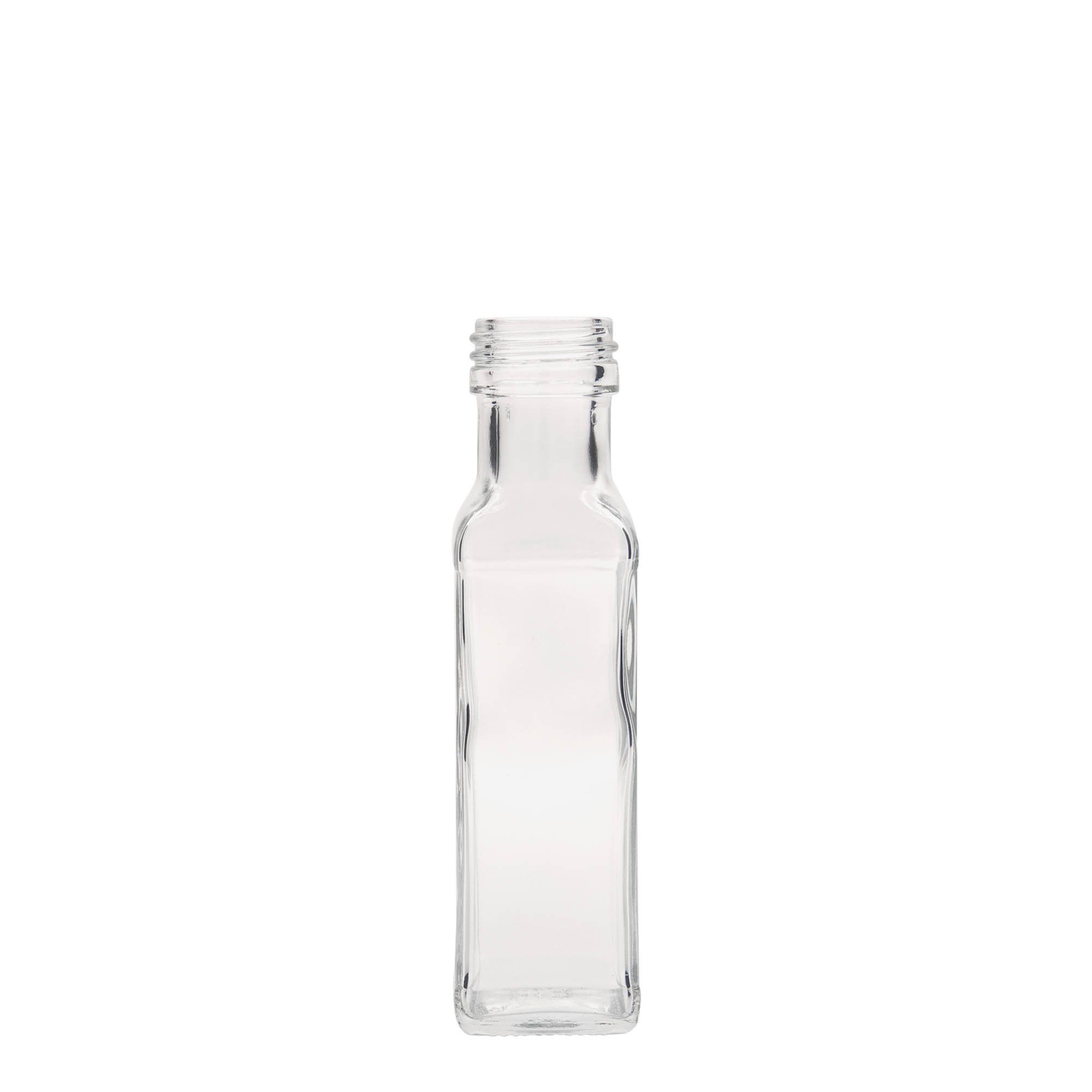 100 ml butelka szklana „Marasca”, kwadratowa, gwint: PP 31,5 100 ml butelka szklana „Marasca”, kwadratowa, gwint: PP 31,5