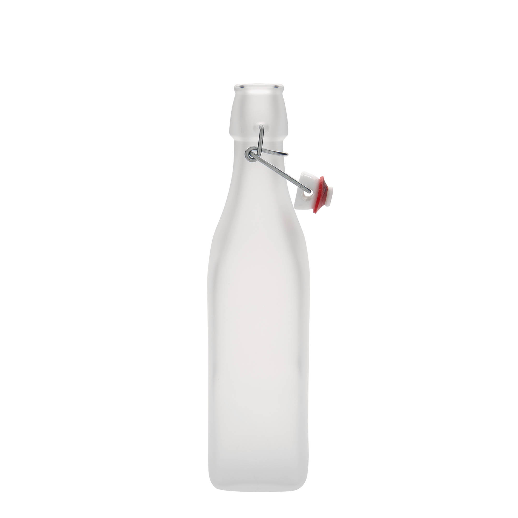 500 ml butelka szklana „Swing”, kwadratowa, biała, otwór: zamknięcie na zatrzask 500 ml butelka szklana „Swing”, kwadratowa, biała, otwór: zamknięcie na zatrzask