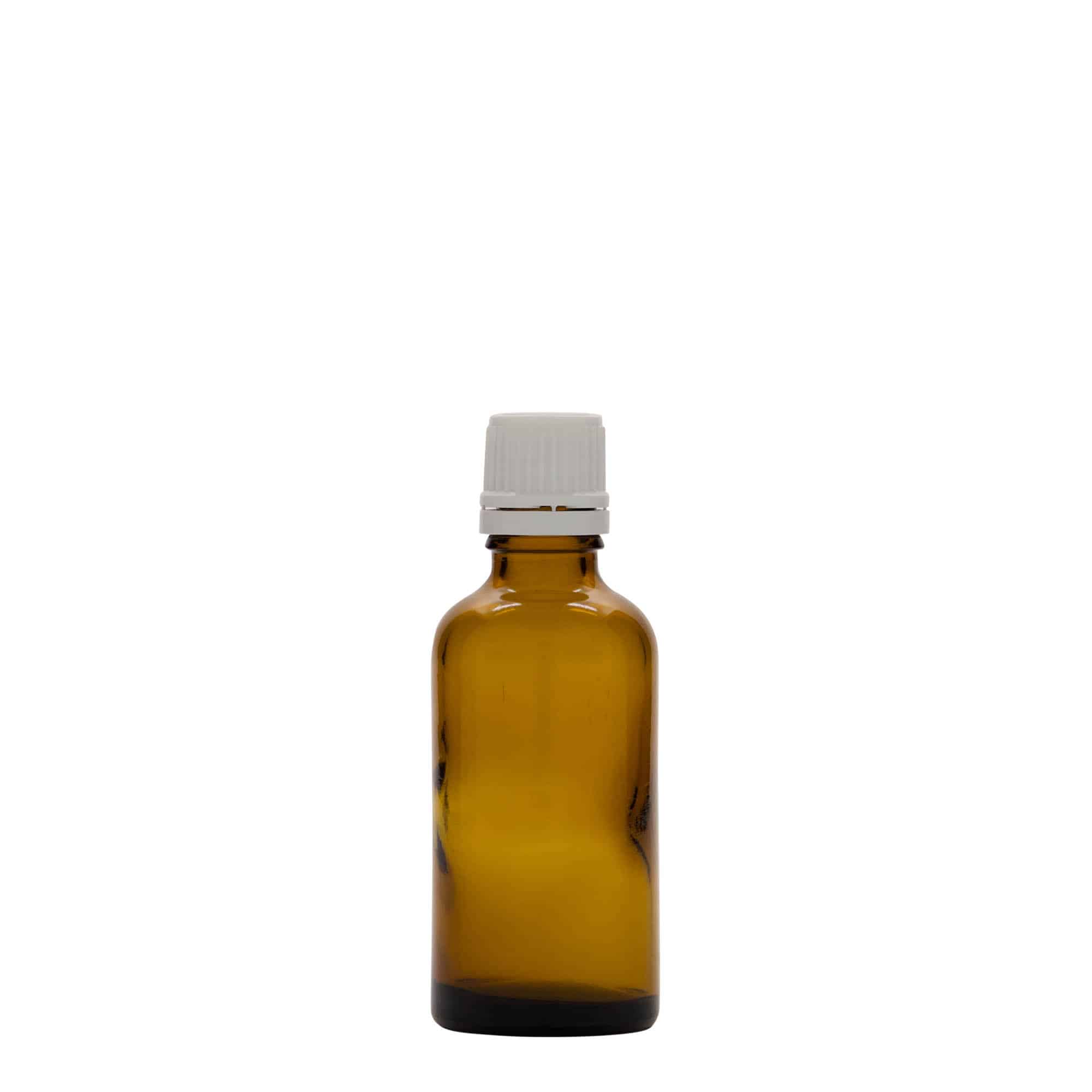 50 ml butelka farmaceutyczna, szkło, kolor brązowy, zamknięcie: DIN 18