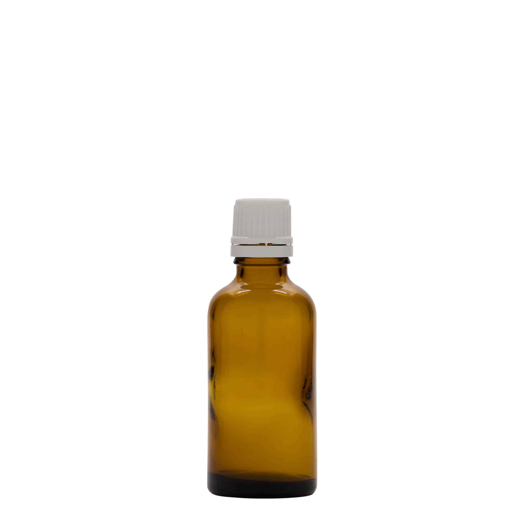 50 ml butelka medyczna, szkło, brązowa, wylot: DIN 18