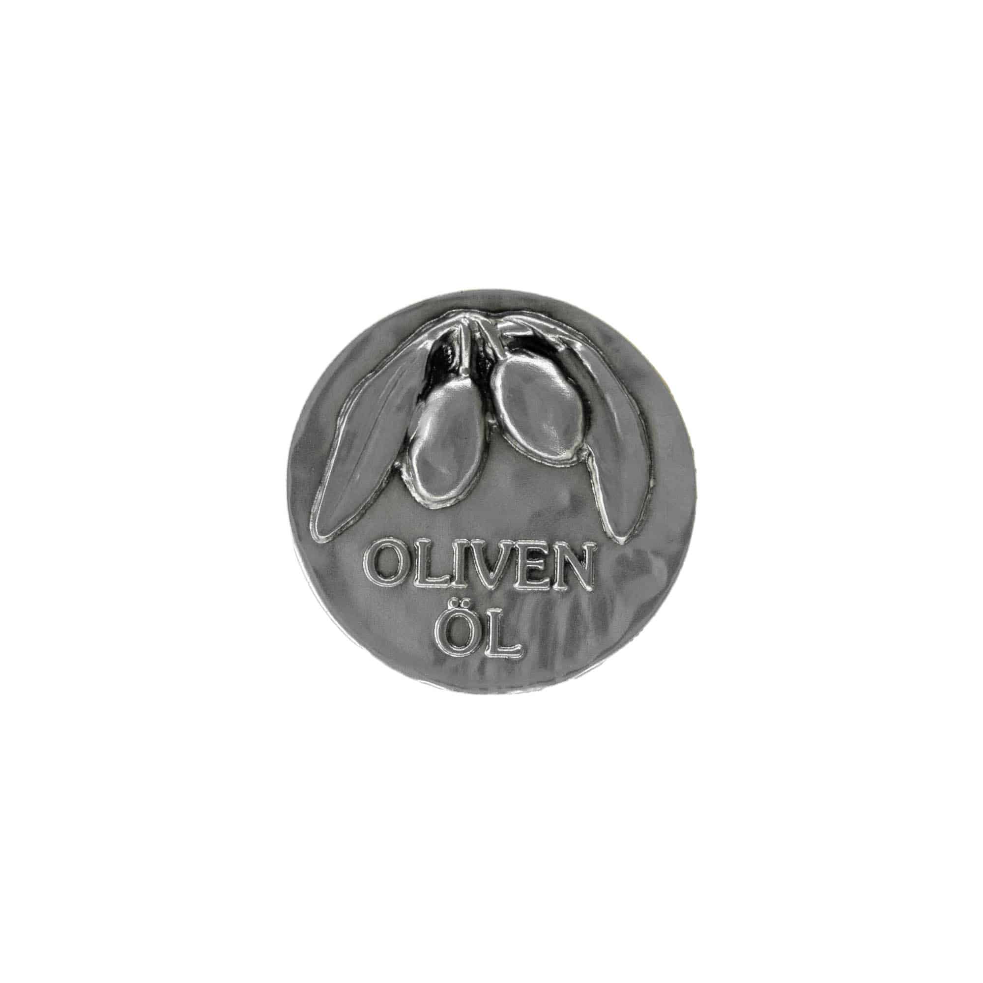 Etykieta cynkowa „Oliwa z oliwek”, metal, srebrna