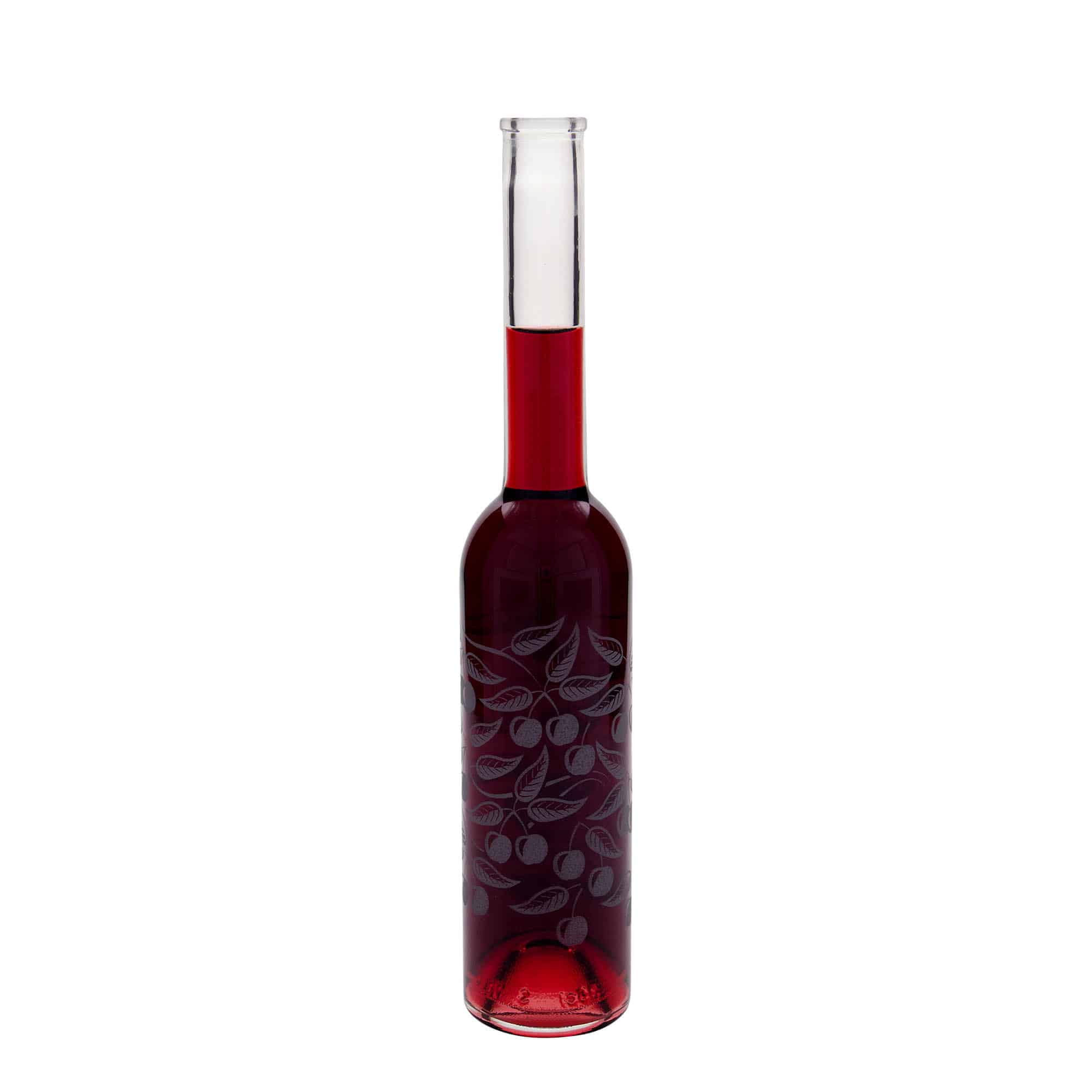 350 ml butelka szklana 'Opera', wzór: czereśnie, zamknięcie: korek