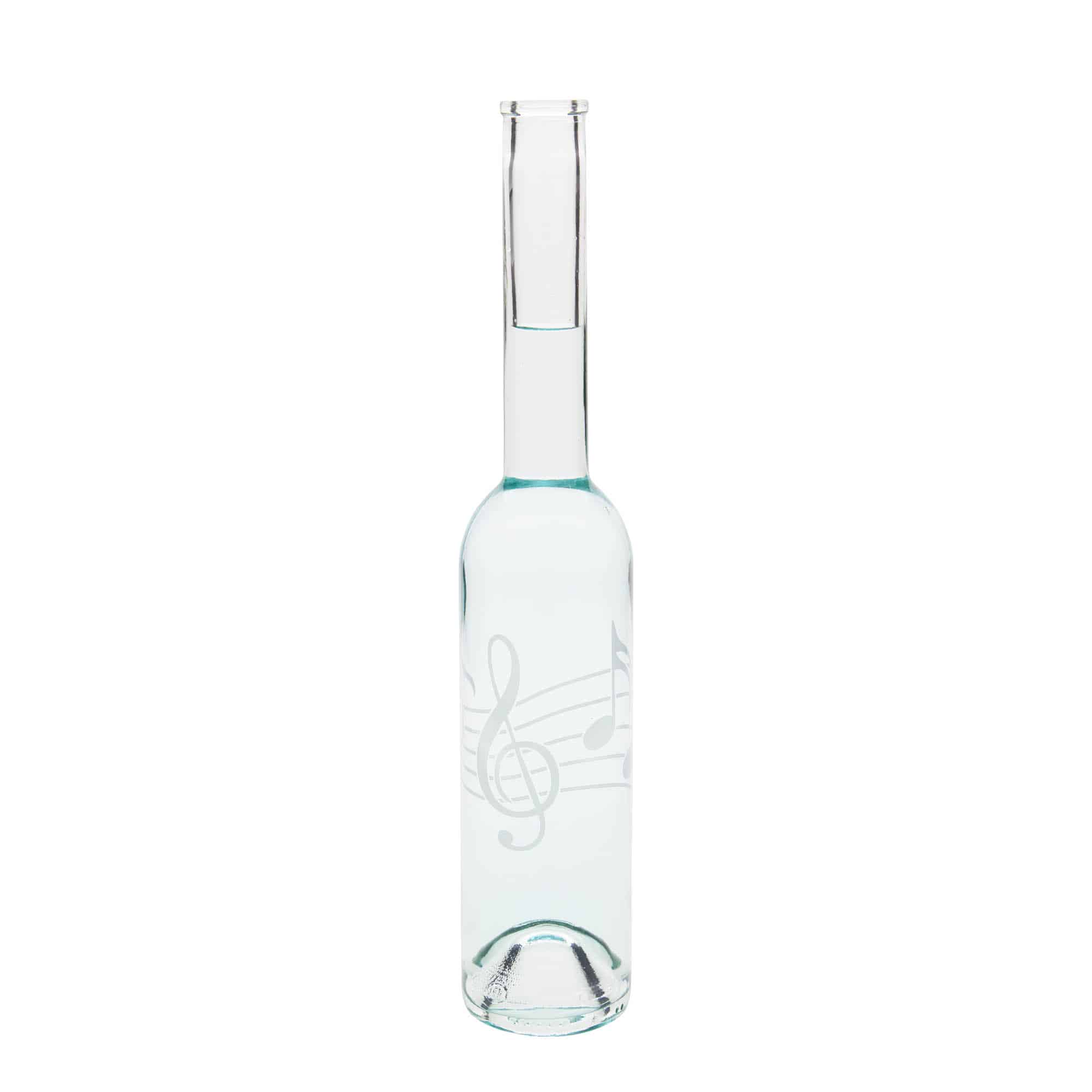 350 ml butelka szklana 'Opera', wzór: nuty, zamknięcie: korek