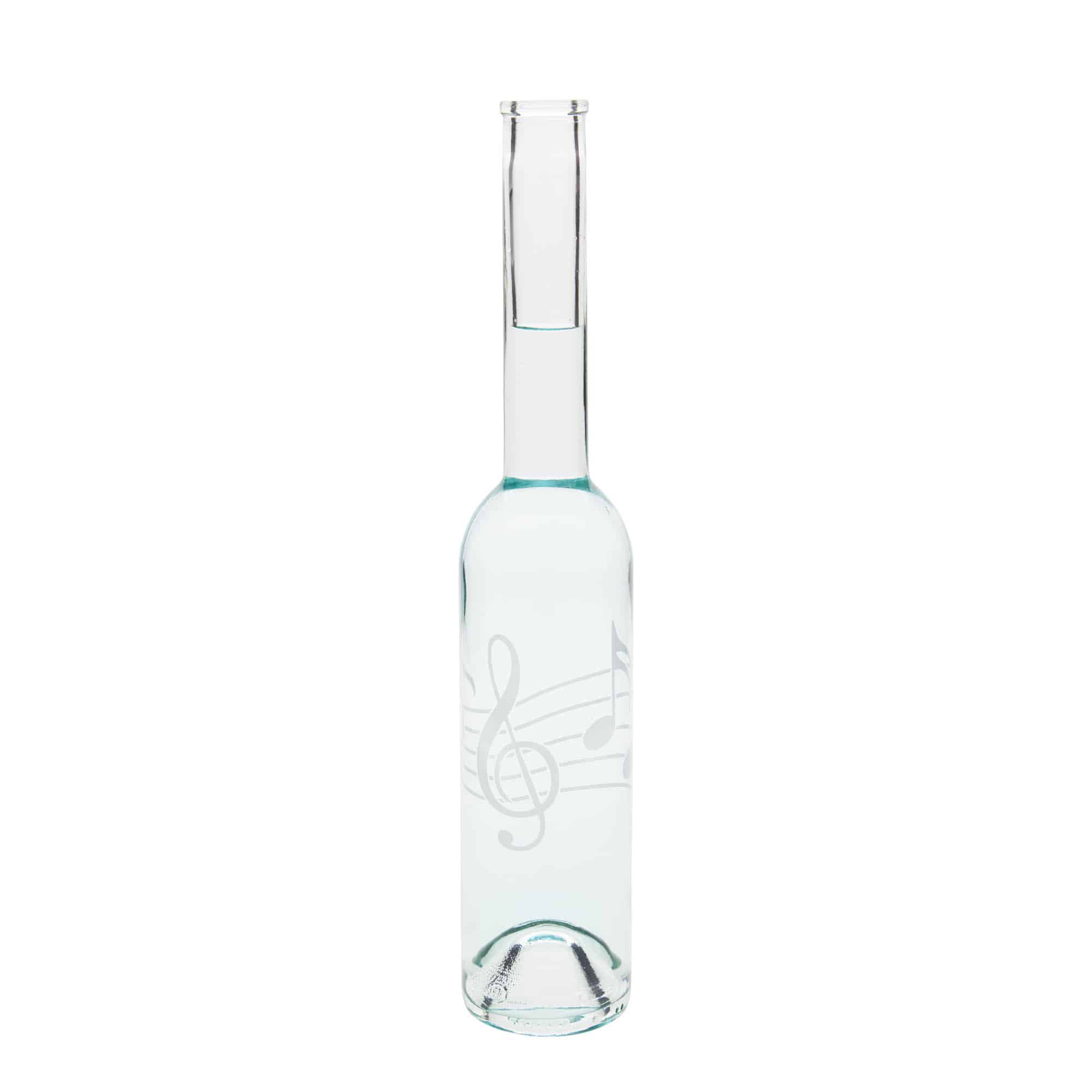 350 ml butelka szklana 'Opera', motyw: nuty muzyczne, korek
