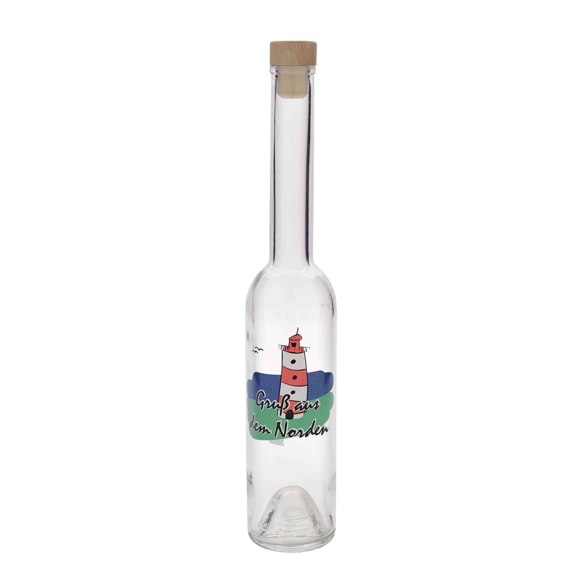 350 ml butelka szklana „Opera”, motyw: Północ, korek wylewu