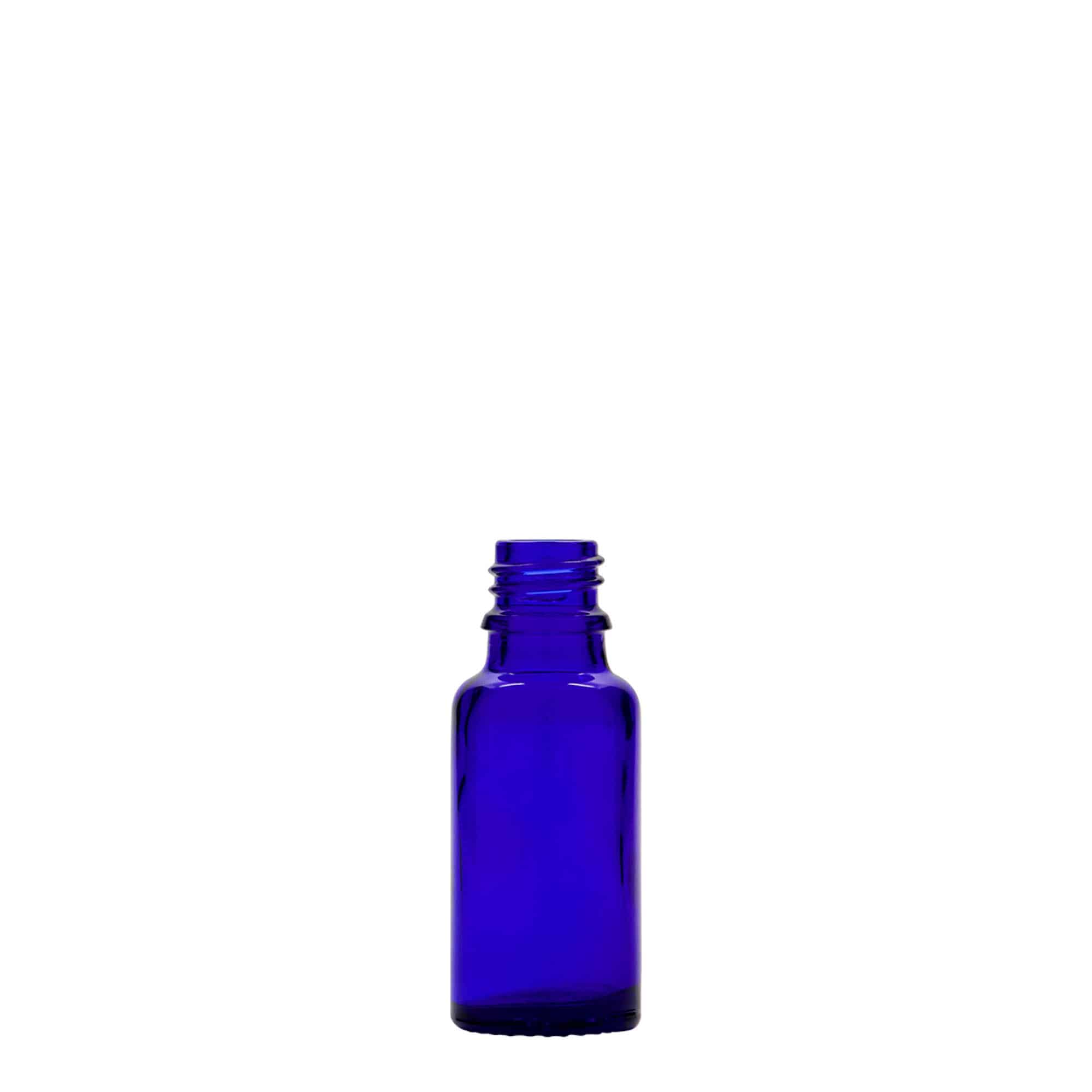 20 ml butelka farmaceutyczna, szkło, kolor błękit królewski, zamknięcie: DIN 18 20 ml butelka farmaceutyczna, szkło, kolor błękit królewski, zamknięcie: DIN 18
