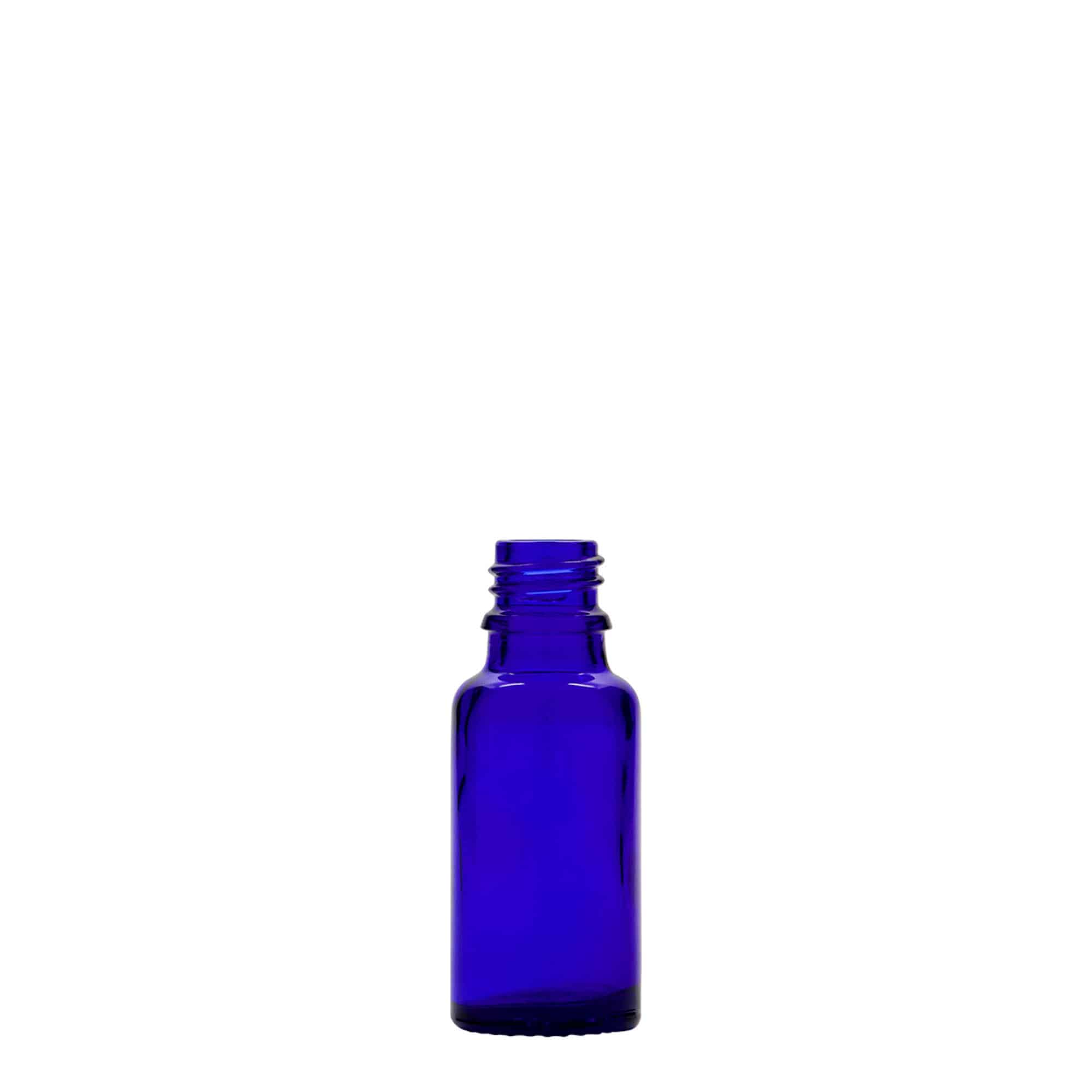 20 ml butelka medyczna, szkło, królewski błękit, wylot: DIN 18