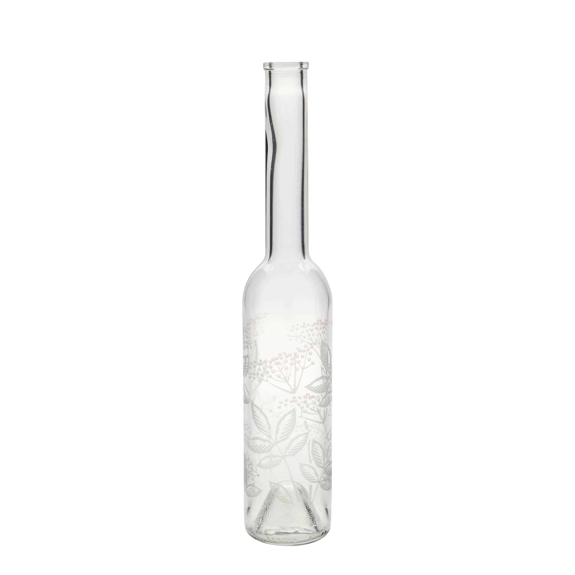 350 ml butelka szklana 'Opera', motyw: czarny bez, szyjka: korek 350 ml butelka szklana 'Opera', motyw: czarny bez, szyjka: korek