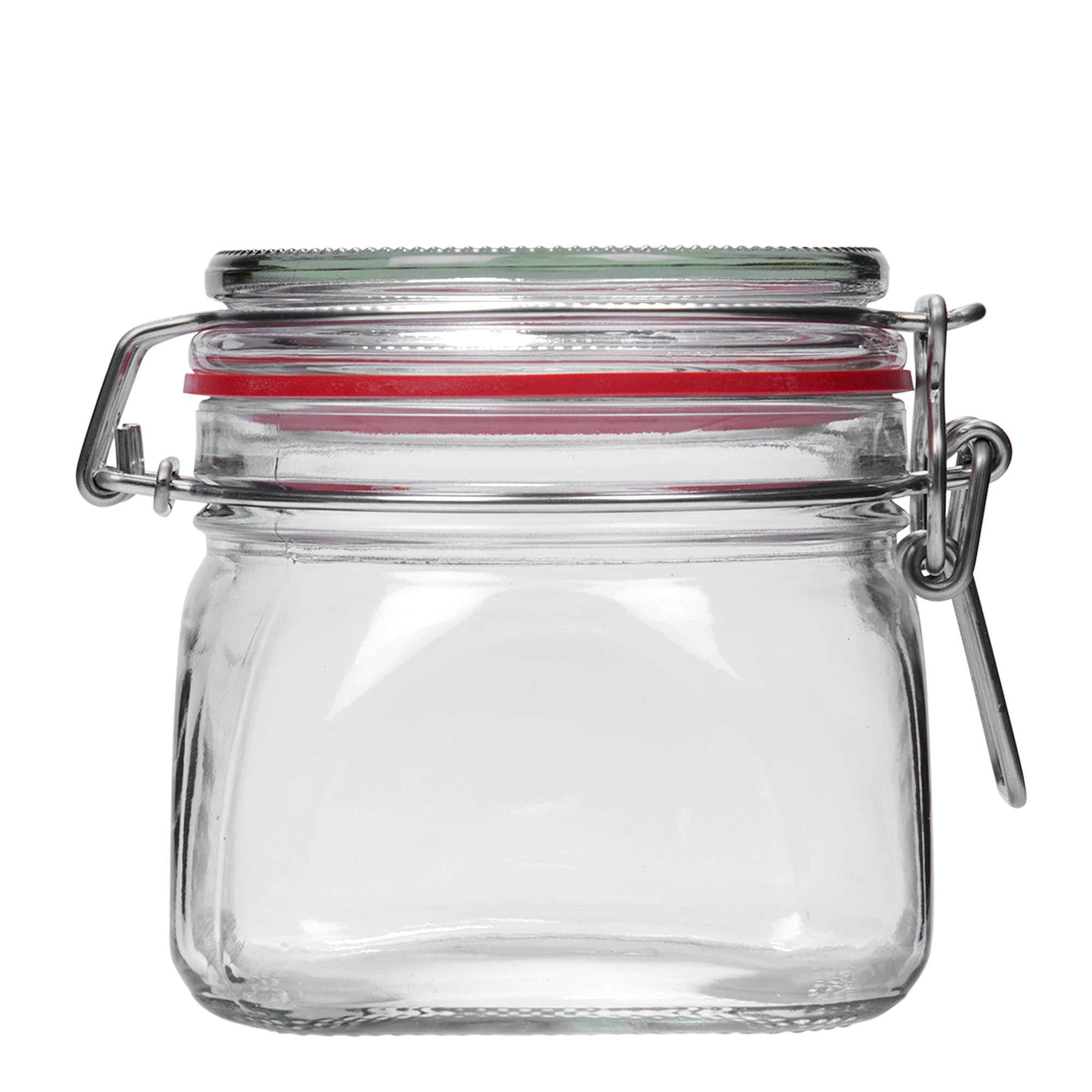 550 ml słoik z zamknięciem pałąkowym, kwadratowy, zamknięcie: Zamknięcie pałąkowe