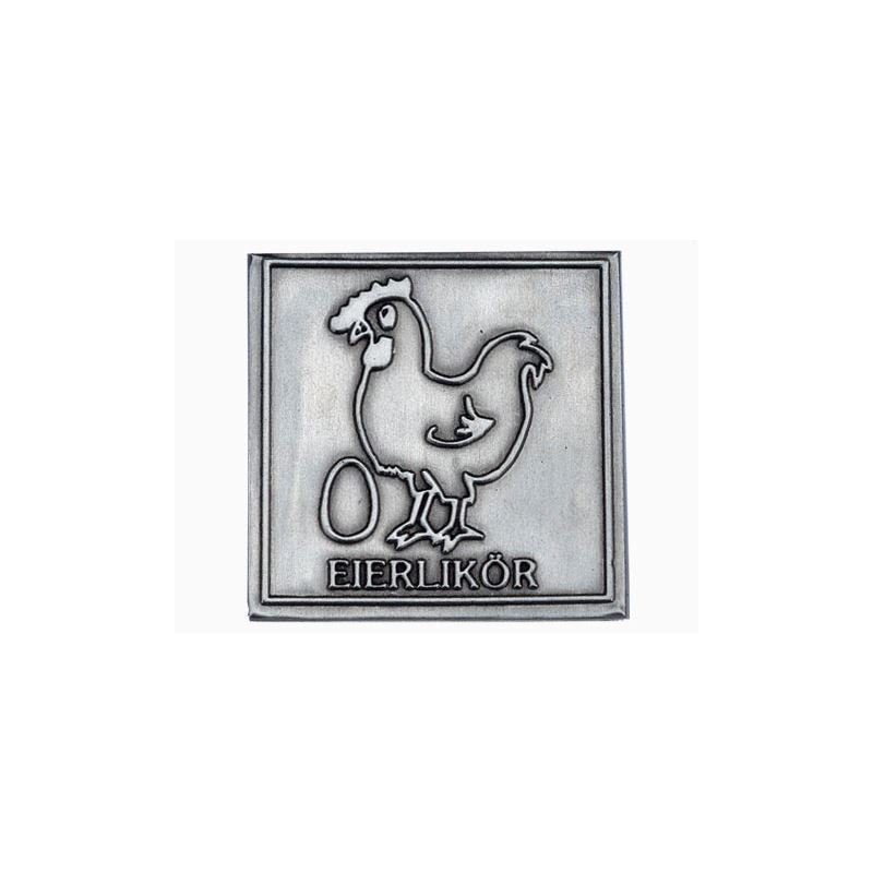 Etykieta cynowa 'Ajerkoniak', kwadratowa, metal, kolor srebrny